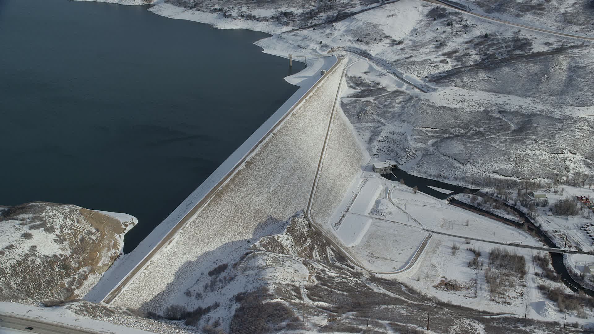 5.5K stock footage aerial video of circling the Jordanelle Dam with