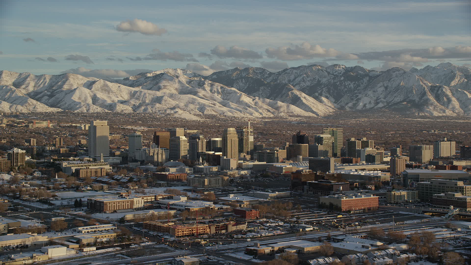 5.5K stock footage aerial video of orbiting Downtown Salt Lake City