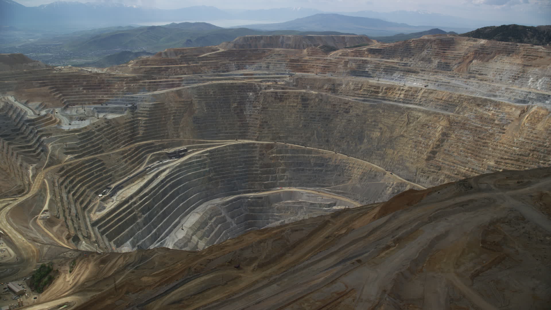 5.5K stock footage aerial video of Bingham Canyon Mine (Kennecott