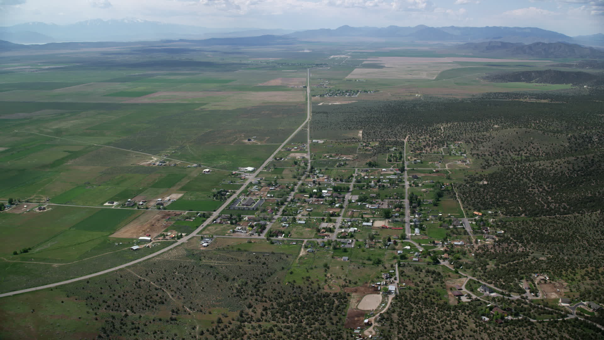 5.5K stock footage aerial video of approaching the small town of Cedar