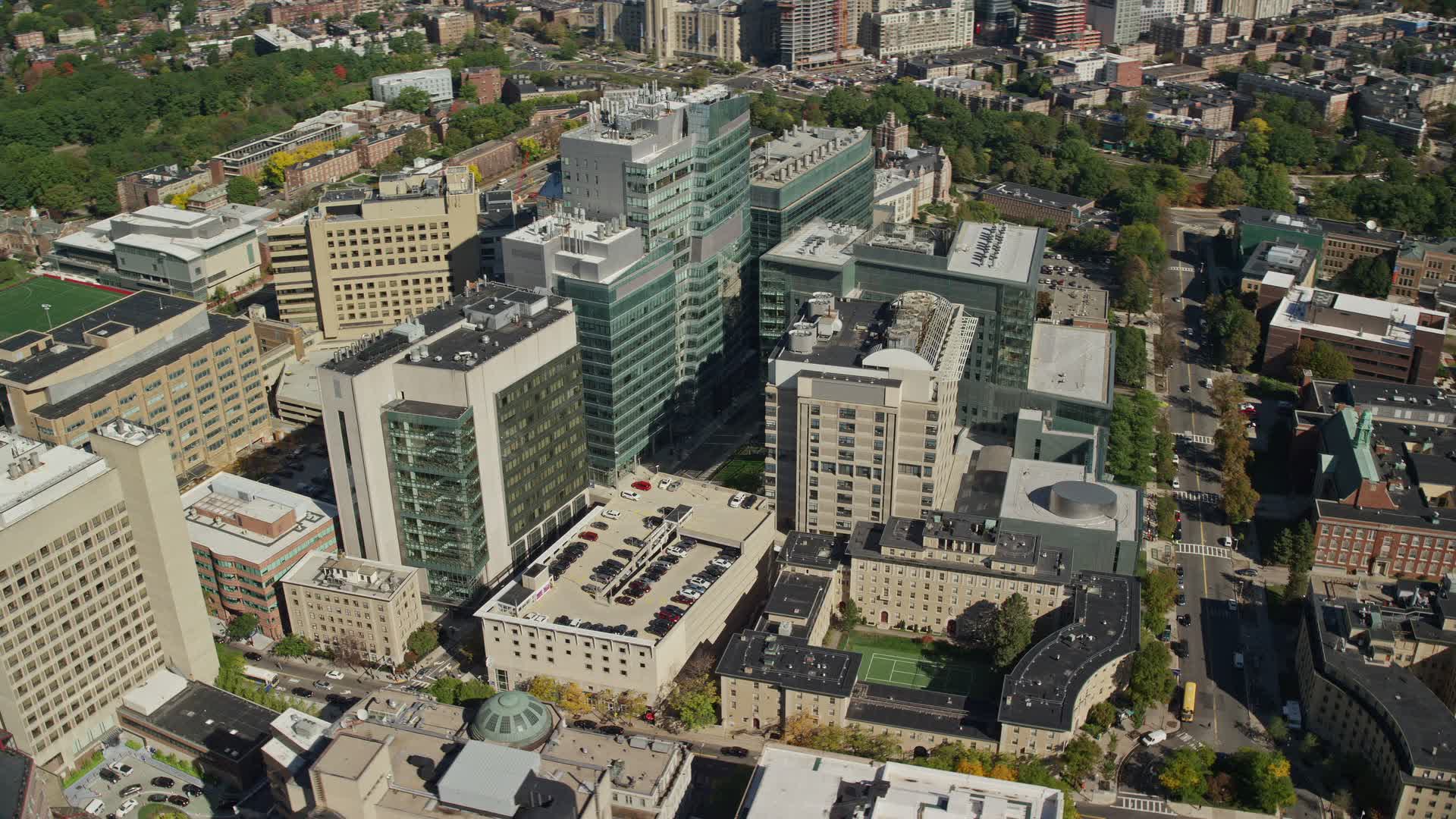 6K stock footage aerial video orbiting Beth Israel Hospital, Longwood