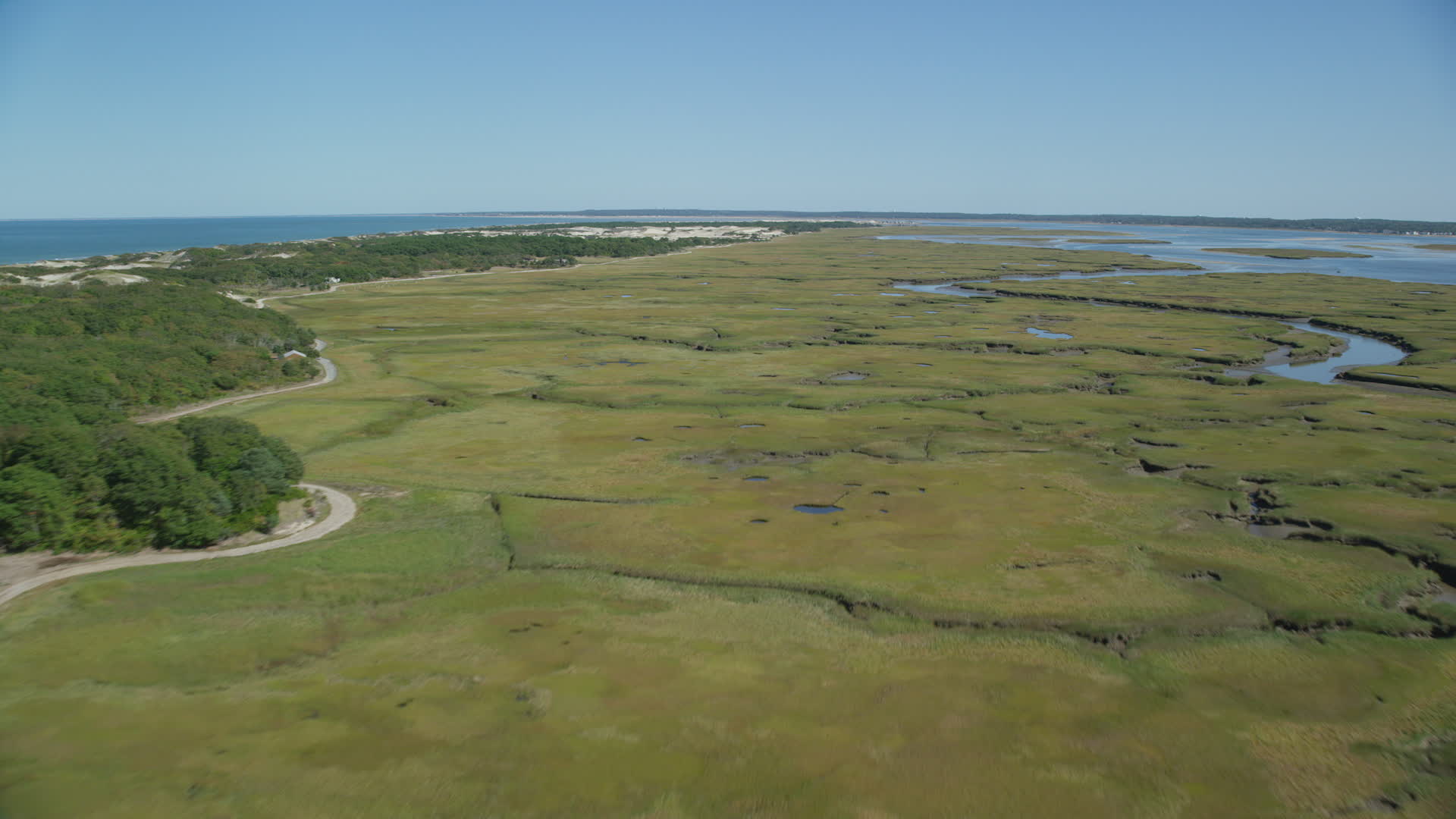 5.5K stock footage aerial video flying over marshland, by isolated