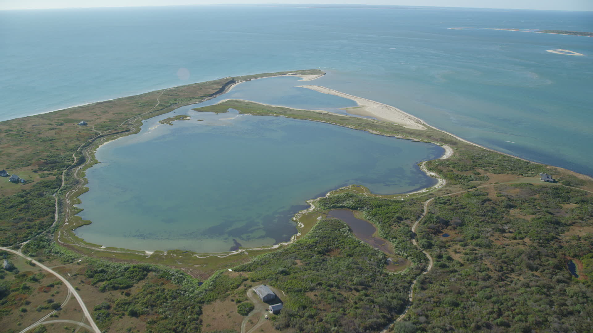 5.5K stock footage aerial video approaching North Pond, Tuckernuck