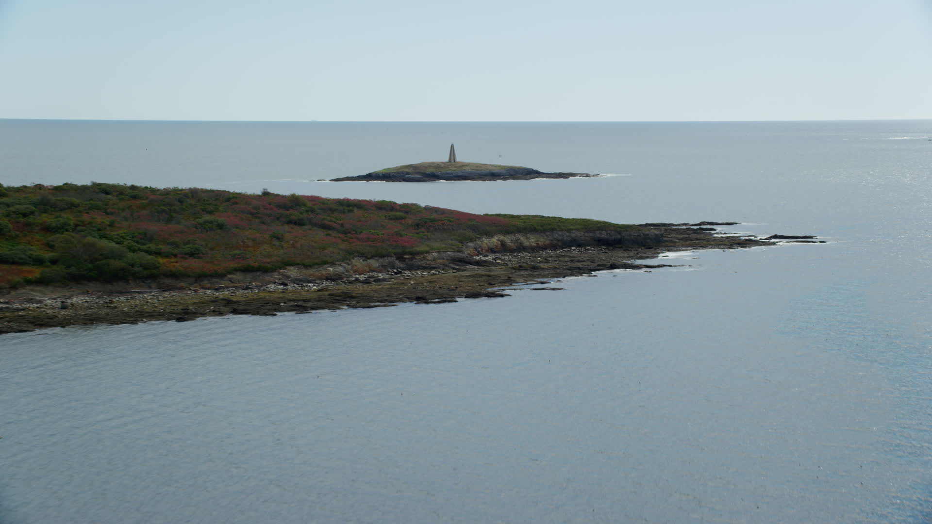 6k stock footage aerial video flying by lighthouse on Little Mark