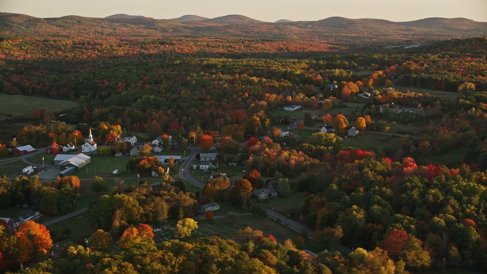 6K stock footage aerial video orbiting church small rural town
