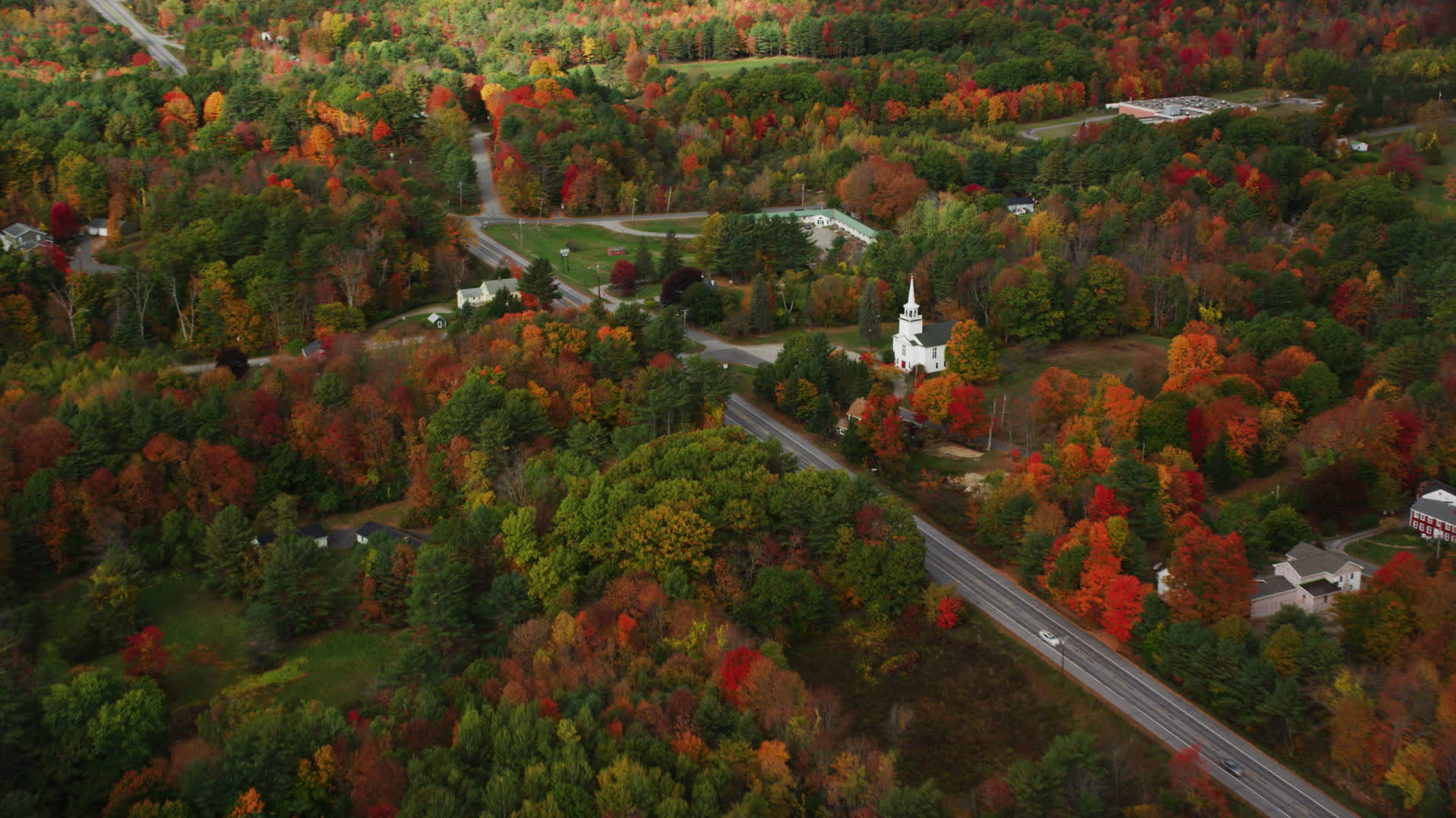 5.5K stock footage aerial video flying by East Winthrop Baptist Church