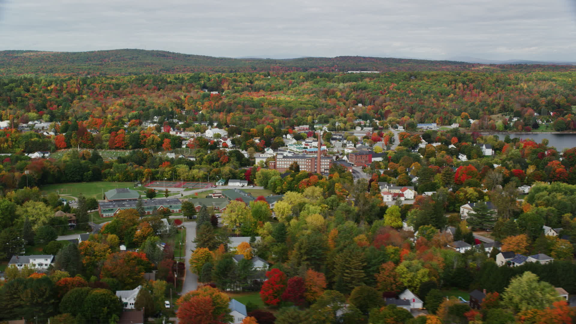 6K stock footage aerial video flying by Winthrop Grade School, small