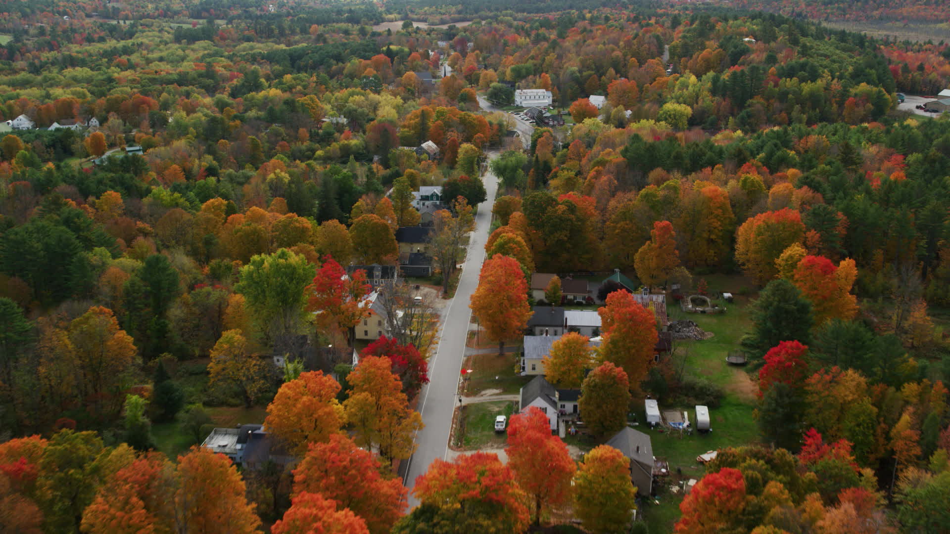 5.5K stock footage aerial video flying over small town, rural homes