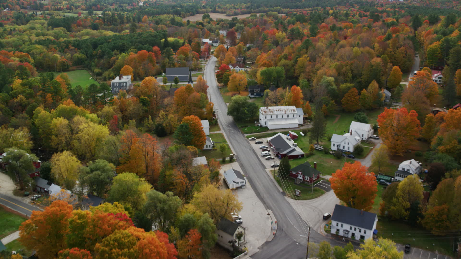 5.5K stock footage aerial video flying over small town, rural homes