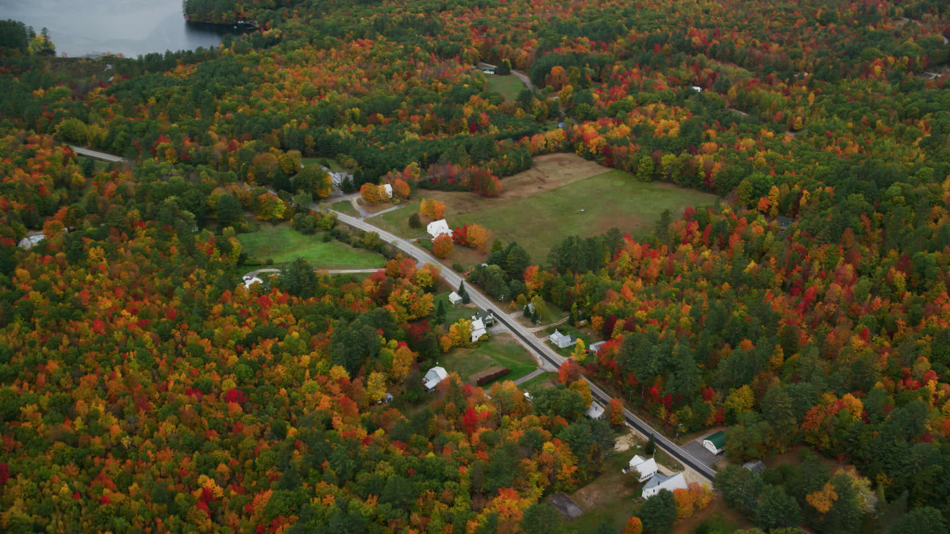 5.5K stock footage aerial video of a bird's eye view of rural homes