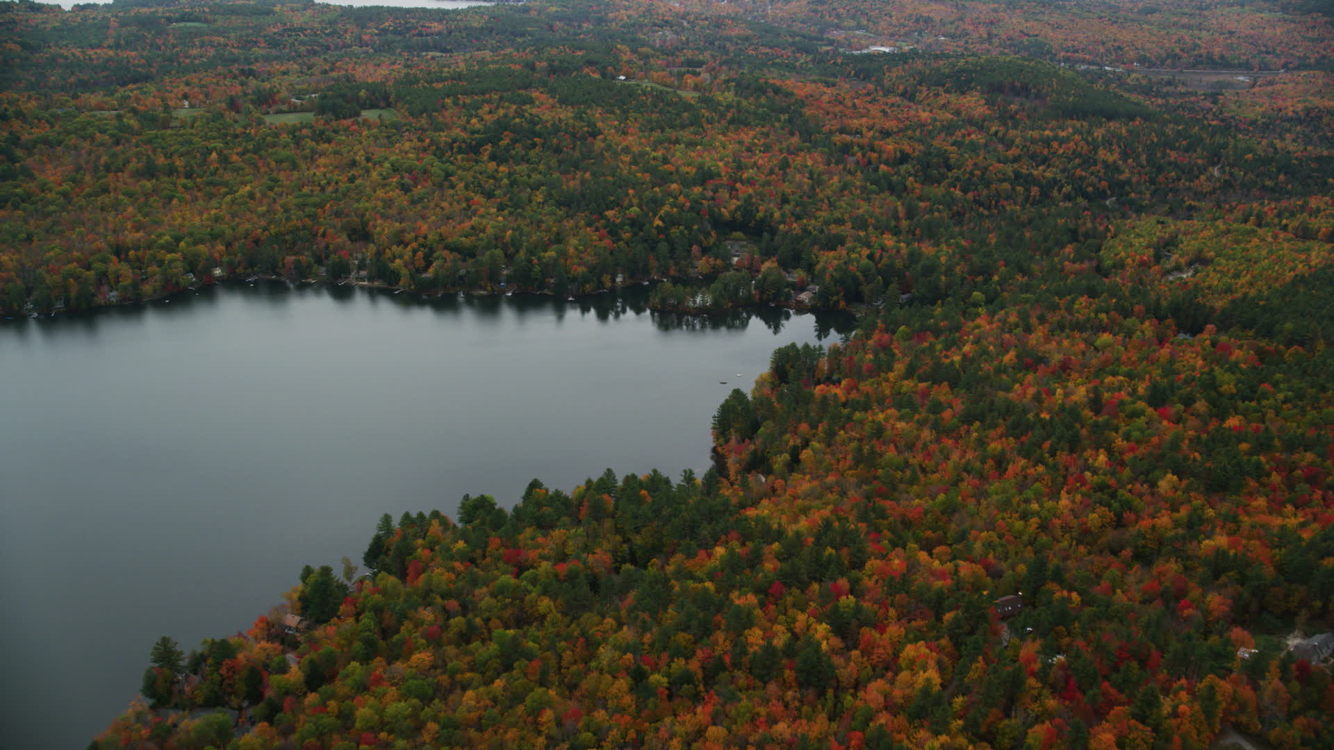 6K stock footage aerial video approaching waterfront homes, Perkins