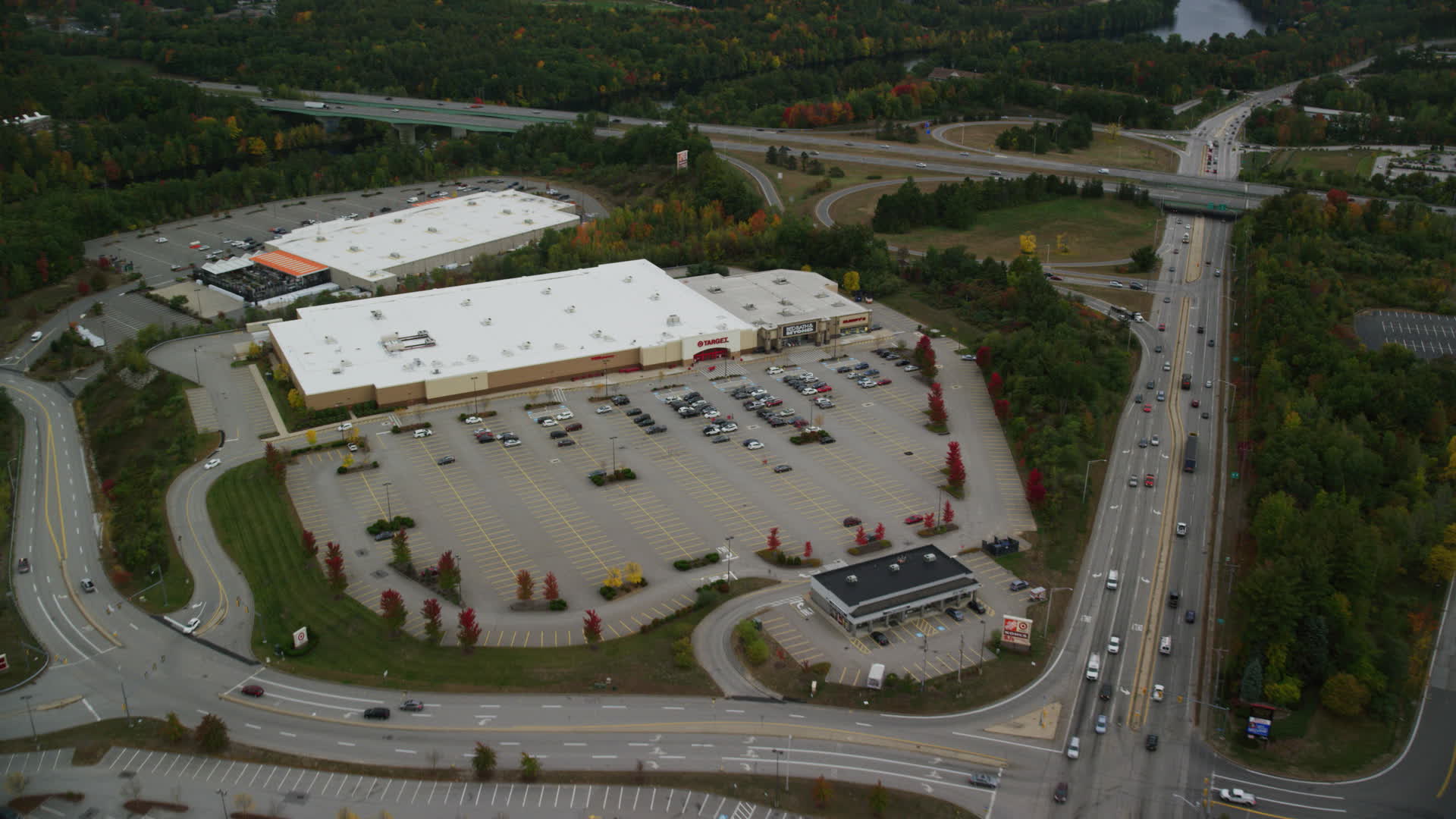 5.5K stock footage aerial video approaching Target, tilting down