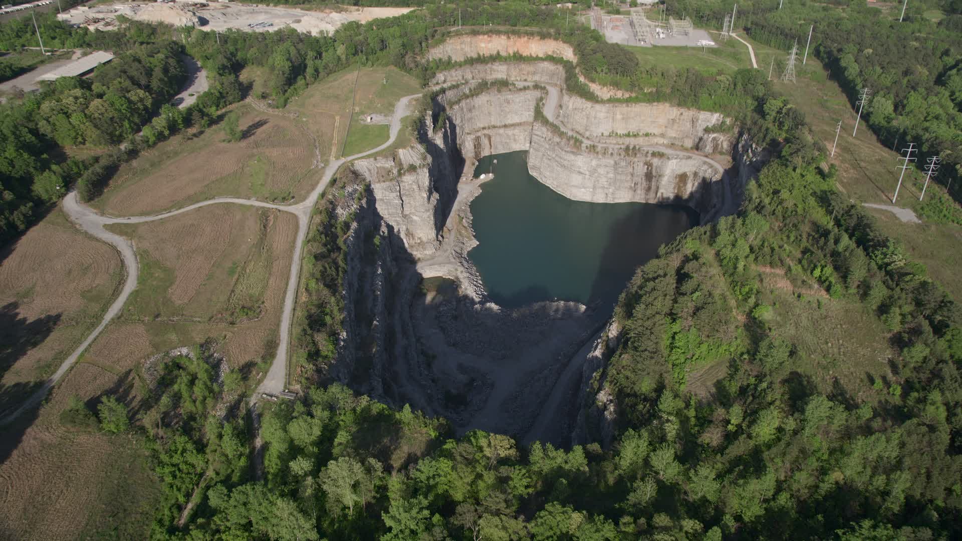 4.8K stock footage aerial video approaching a quarry, West Atlanta