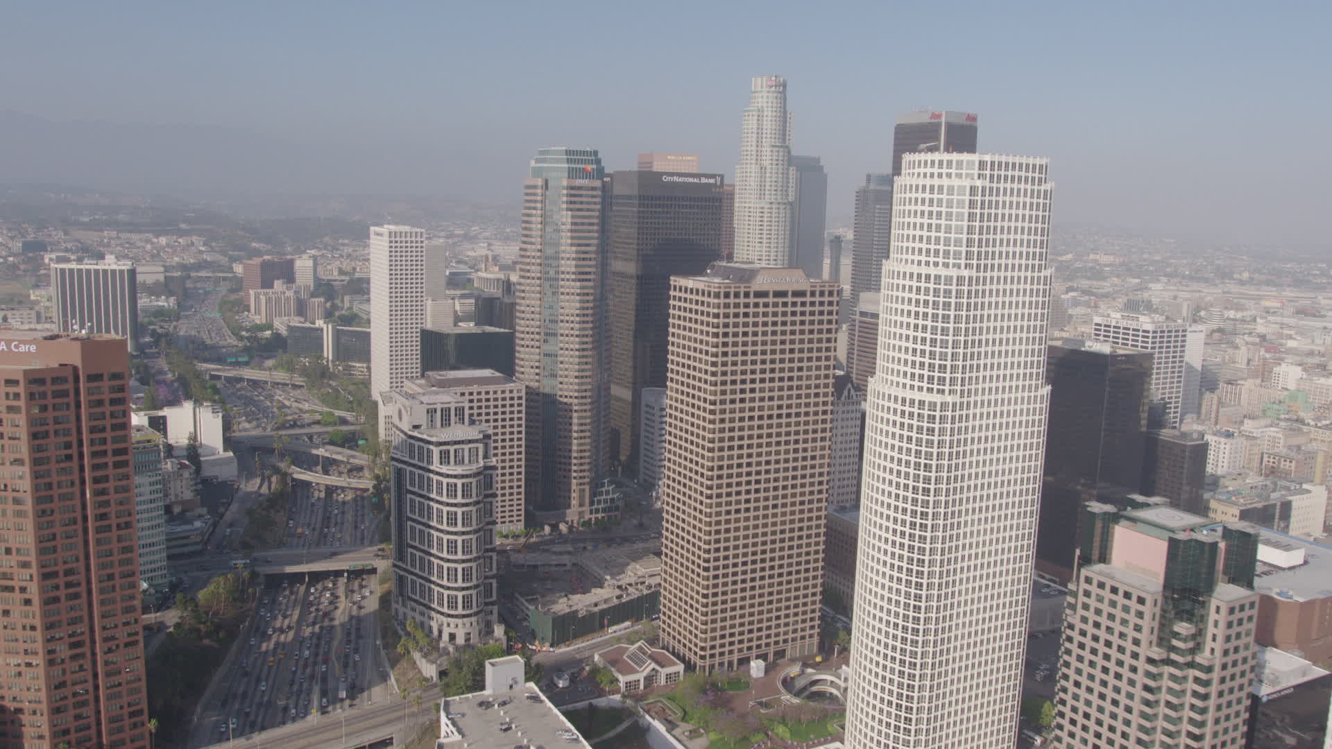 4K stock footage aerial video flying by the tall ...
