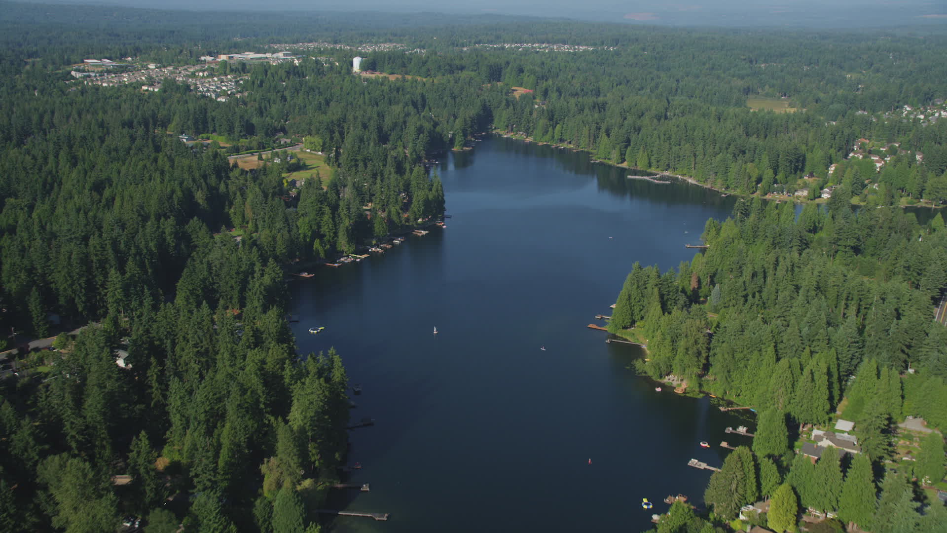 5K stock footage aerial video fly over a waterfront residential