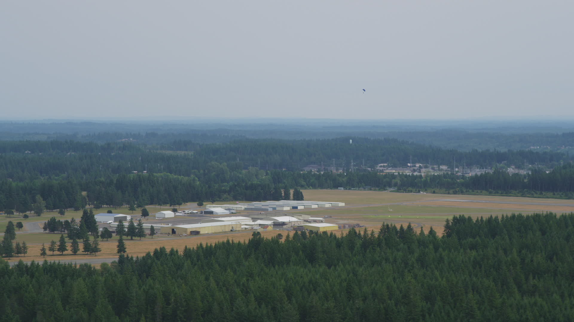 5K stock footage aerial video of a view of Sanderson Field airport, Shelton, Washington Aerial