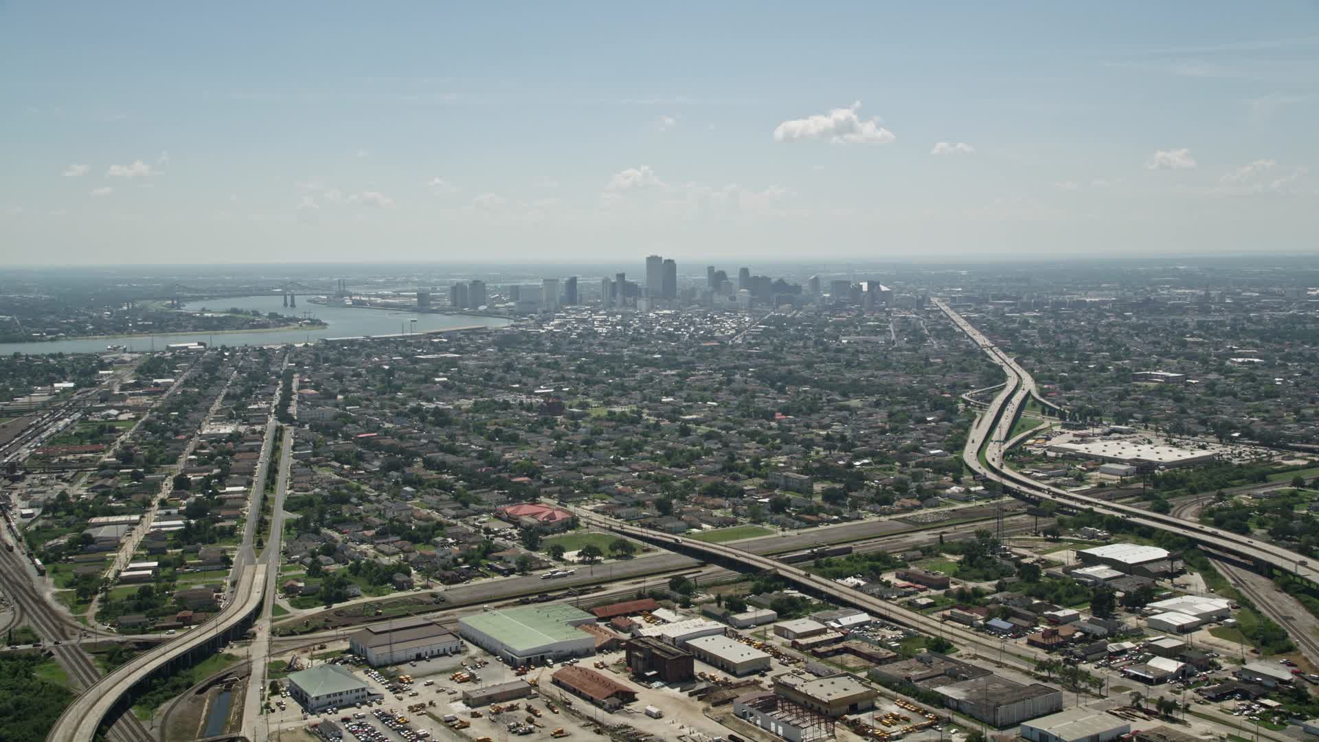 5K stock footage aerial video approach St Roch neighborhood and
