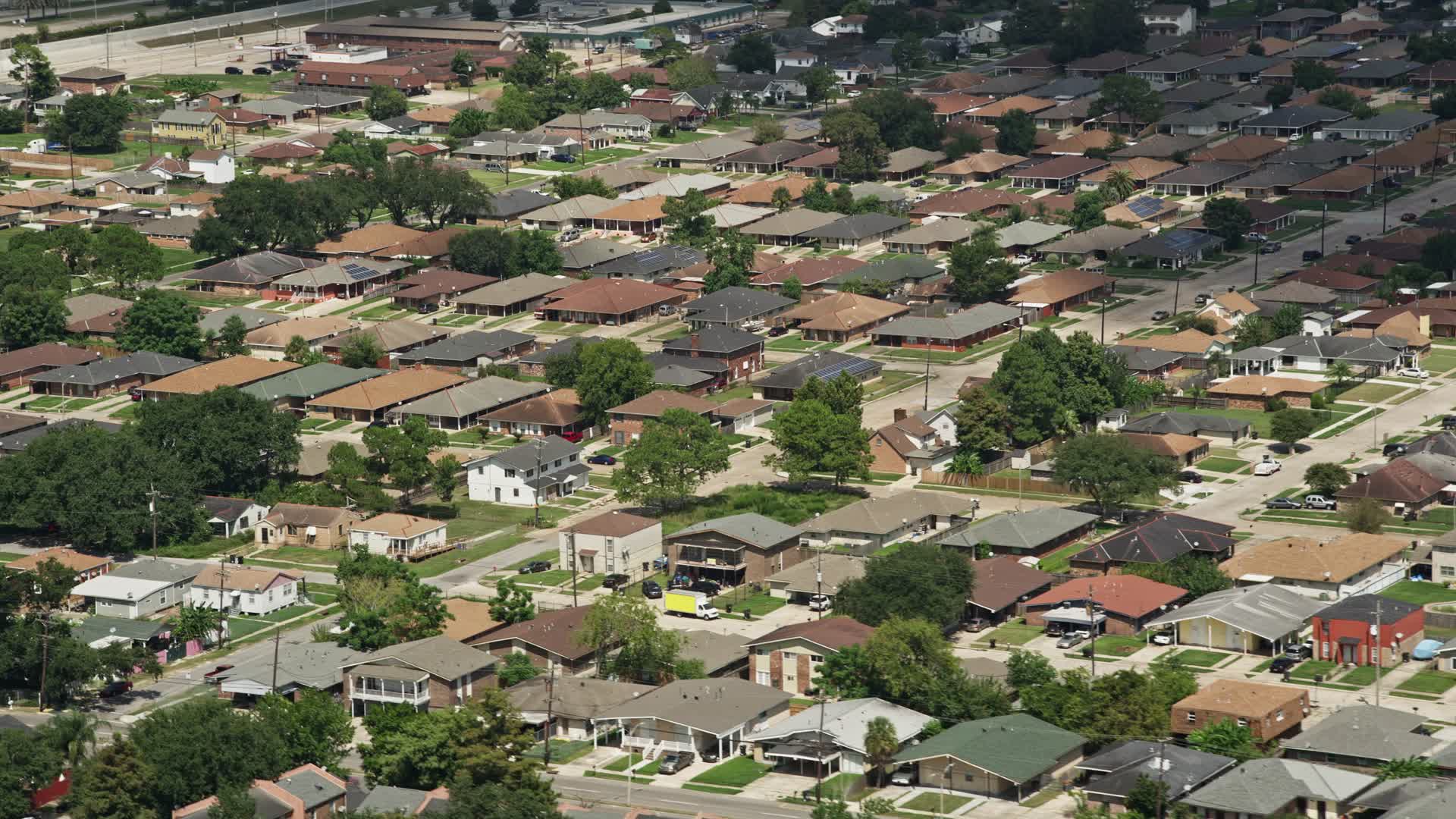5K stock footage aerial video of a residential neighborhood in New