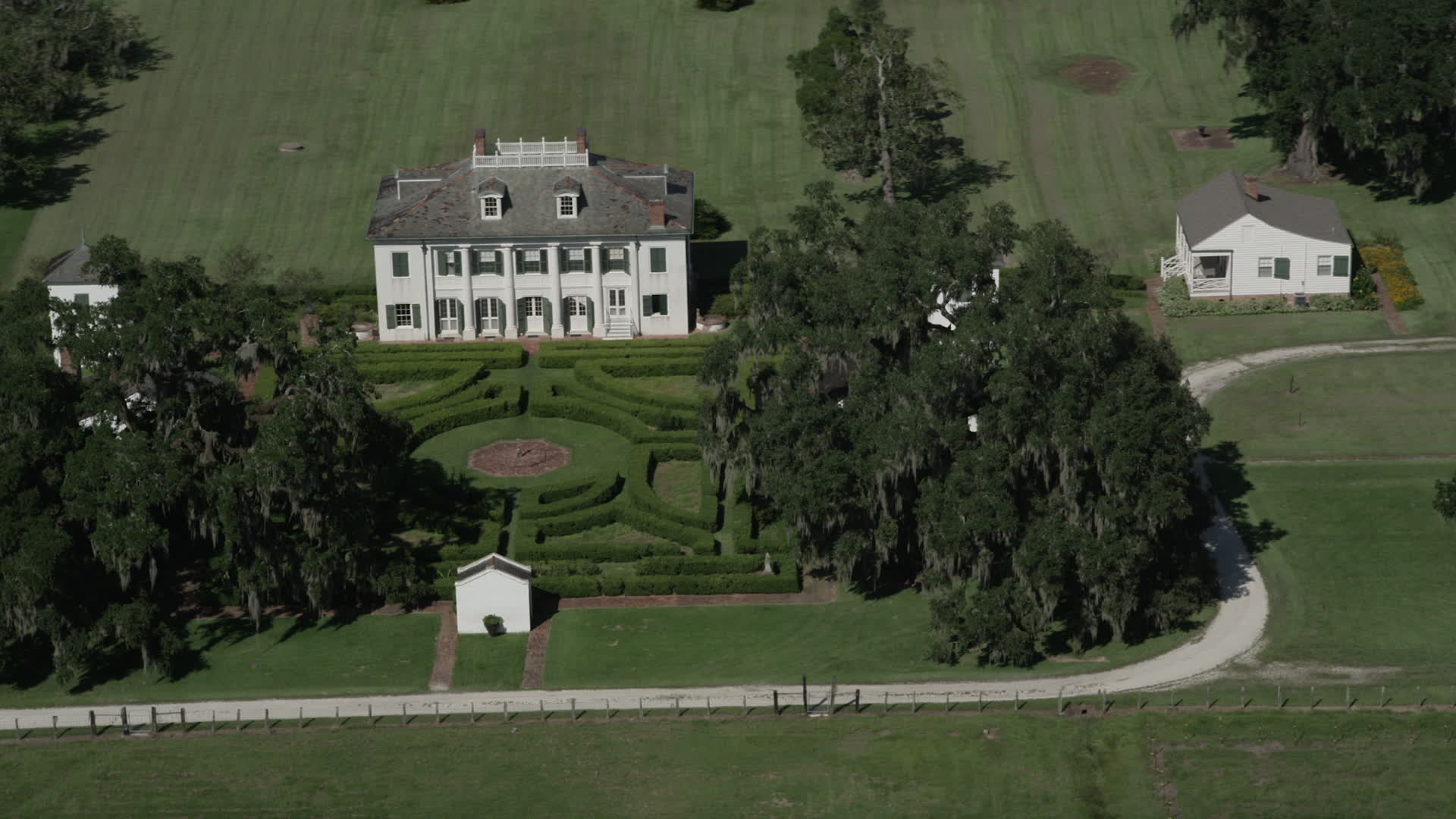 5K stock footage aerial video orbit the Evergreen Plantation and