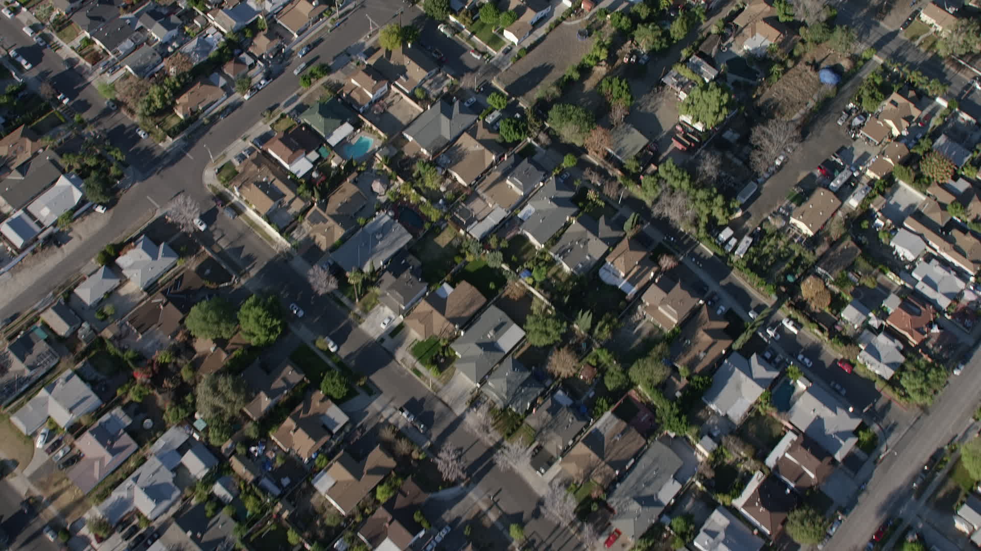 5K stock footage aerial video of bird's eye view of residential
