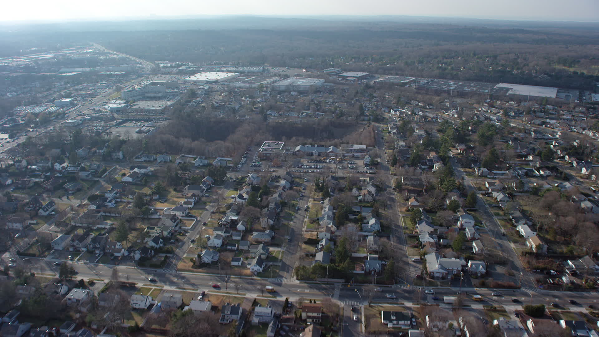 5K stock footage aerial video of suburban residential neighborhood in