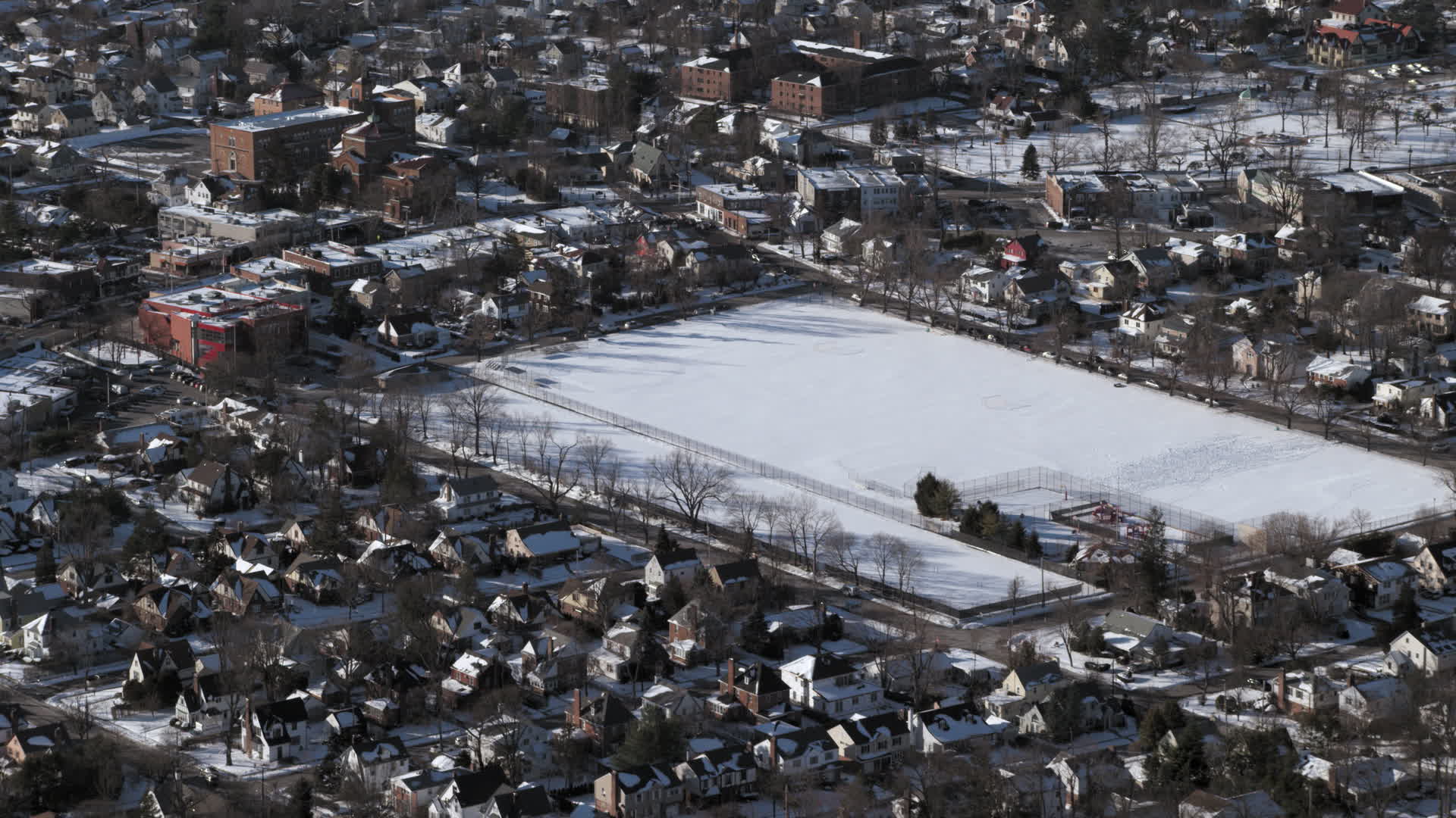 4.8K stock footage aerial video of a residential neighborhood and