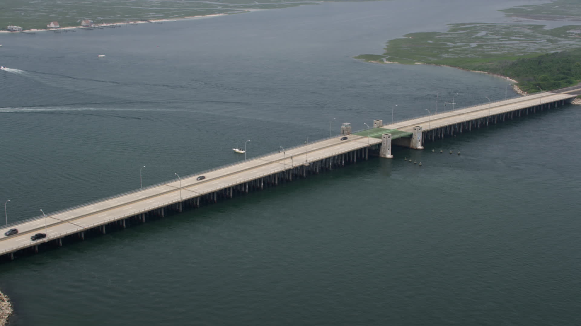 5K stock footage aerial video passing the Meadowbrook State Parkway