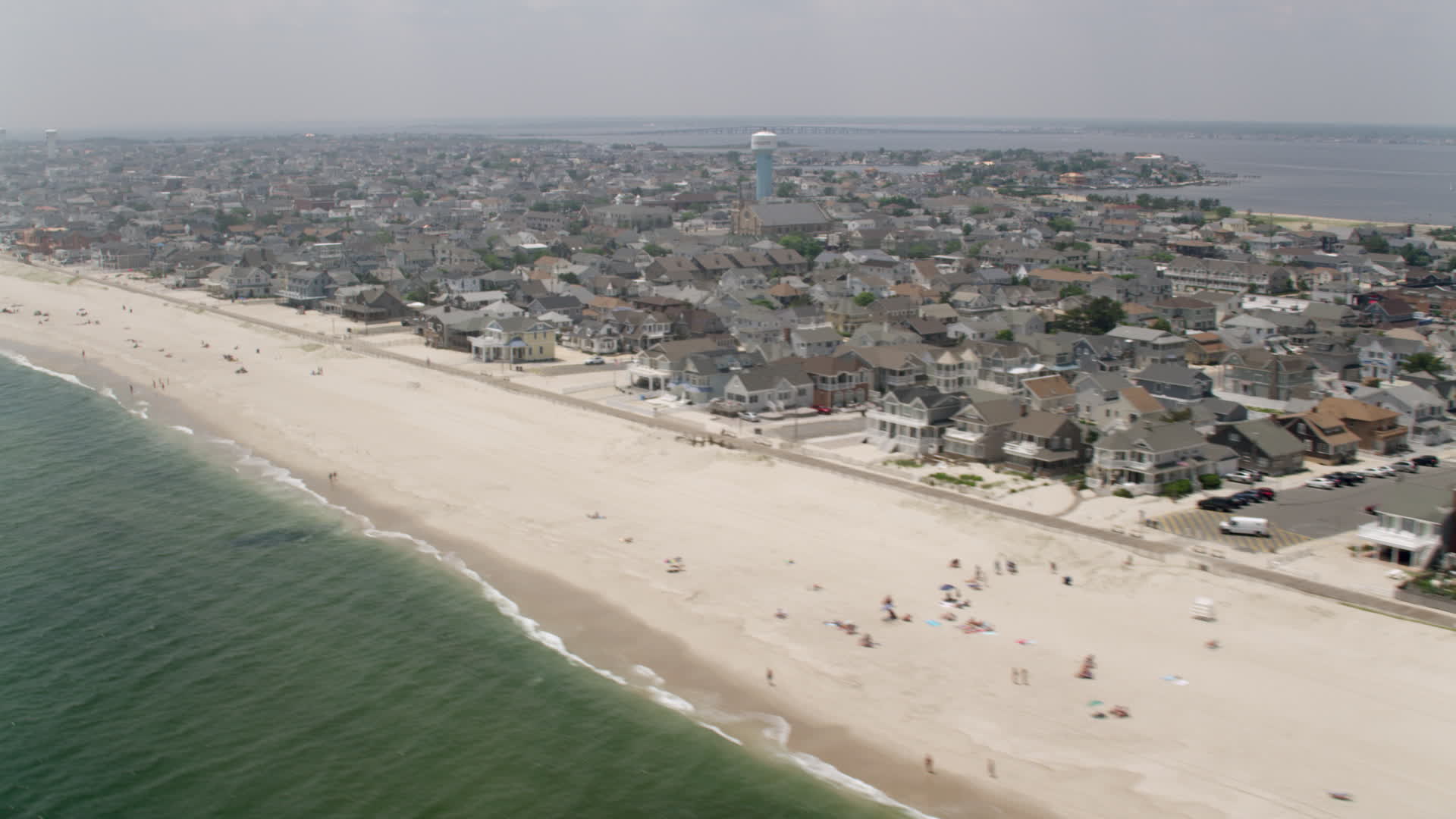 5K stock footage aerial video of the coastal community of Lavallette