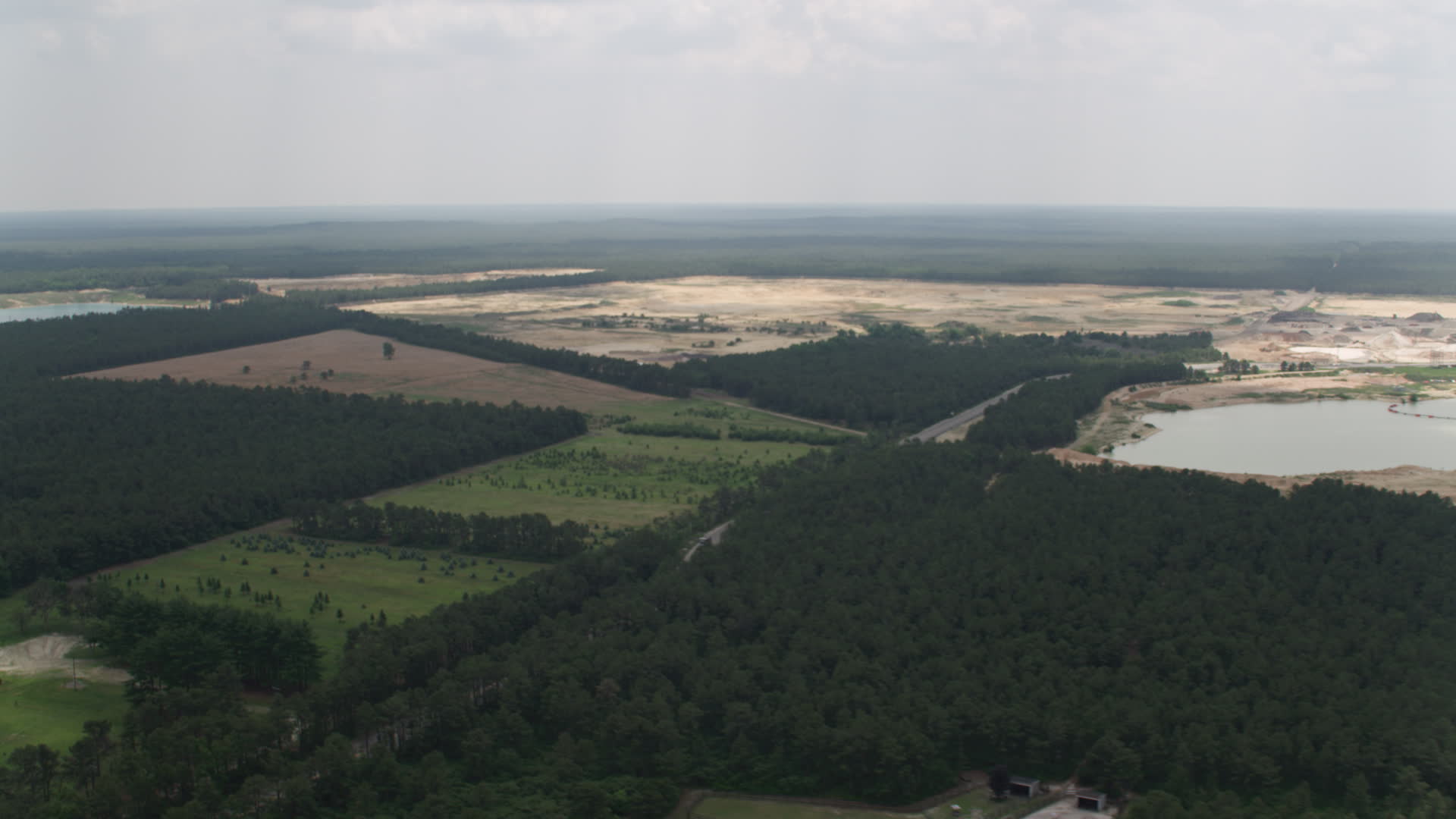 5K stock footage aerial video flying over trees in Pine Barrens, New Jersey Aerial Stock Footage