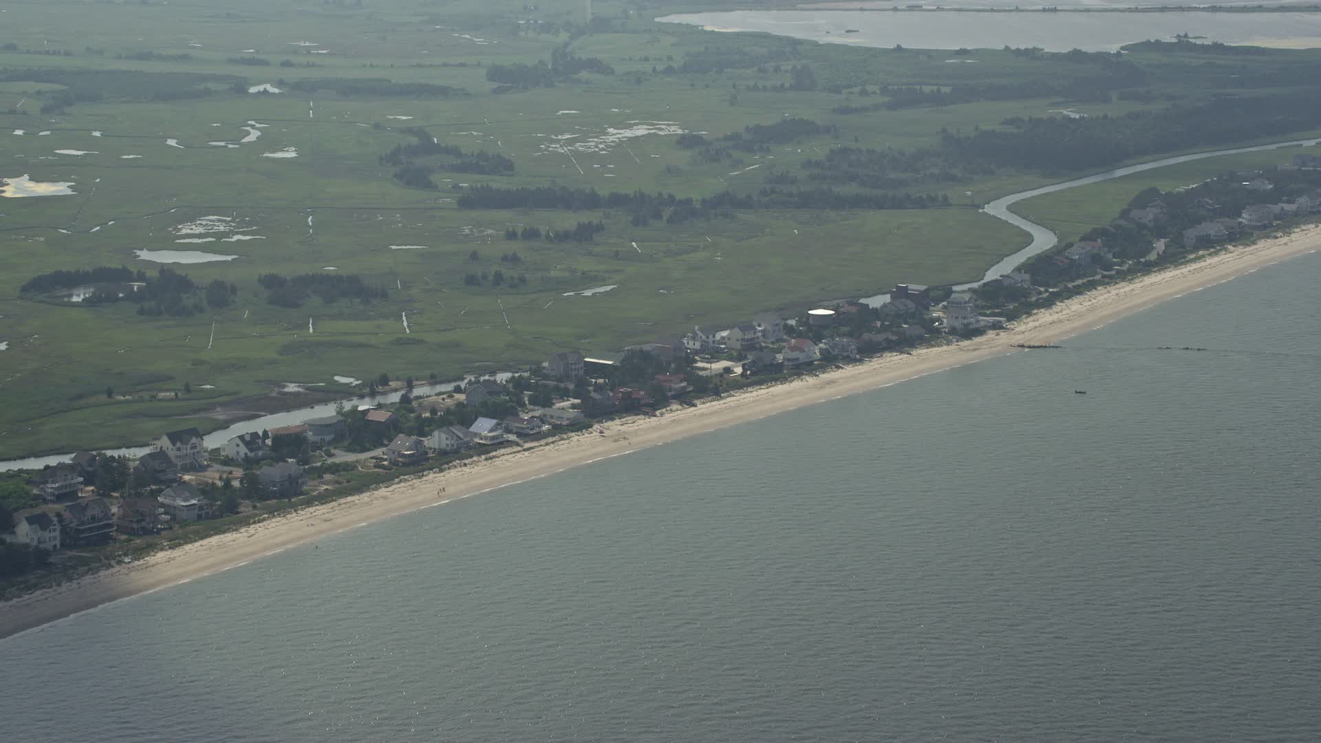 4.8K stock footage aerial video of beachfront houses in Broadkill Beach