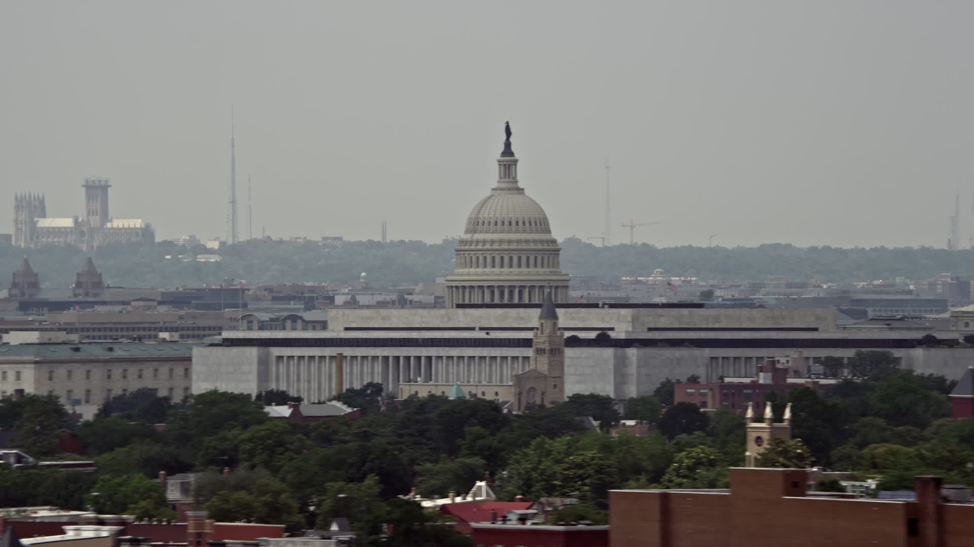 4.8K stock footage aerial video of the United States Capitol Building