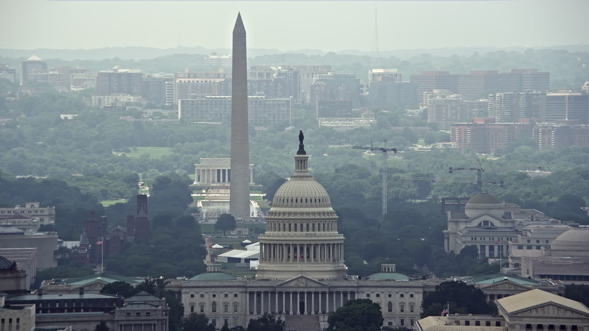 4.8K stock footage aerial video of the United States Capitol and