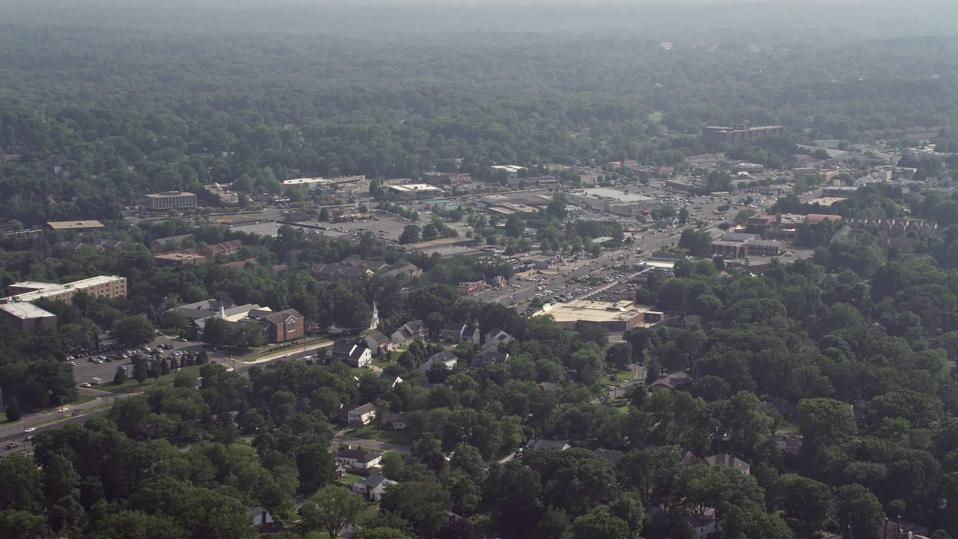 5K stock footage aerial video of shops along Columbia Pike in Annandale, Virginia Aerial Stock