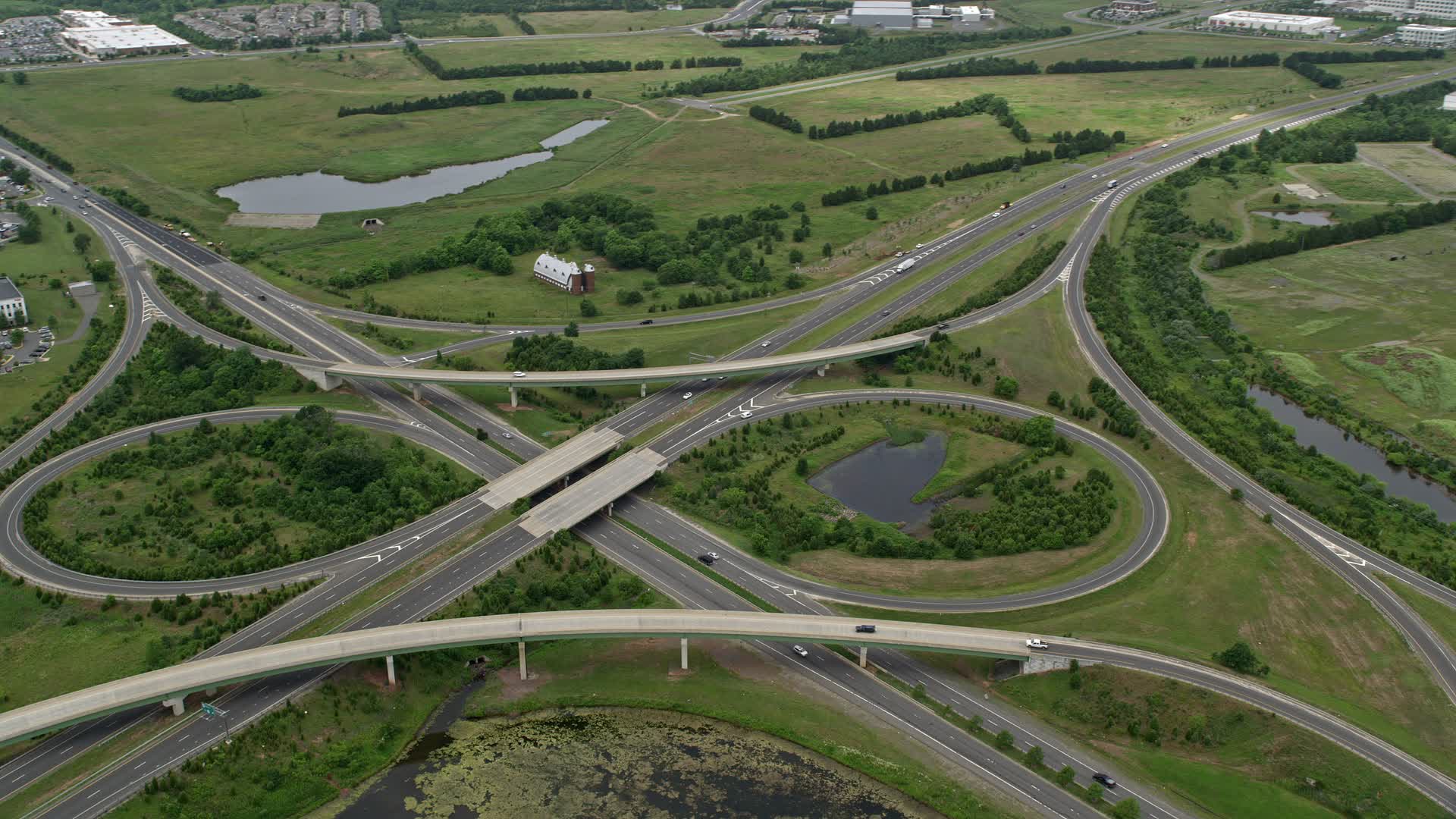 4.8K stock footage aerial video of the interchange between Prince