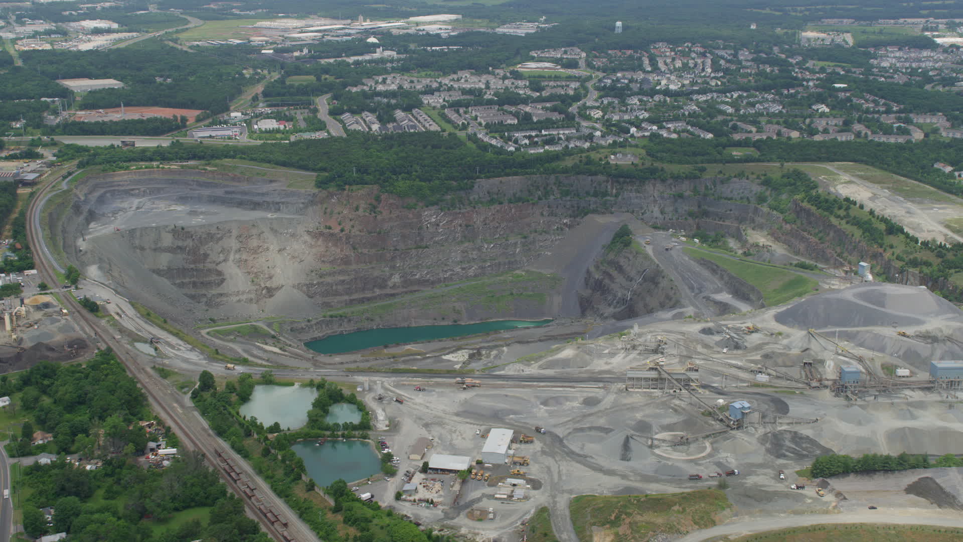 5K stock footage aerial video approaching Vulcan Lake at the bottom of
