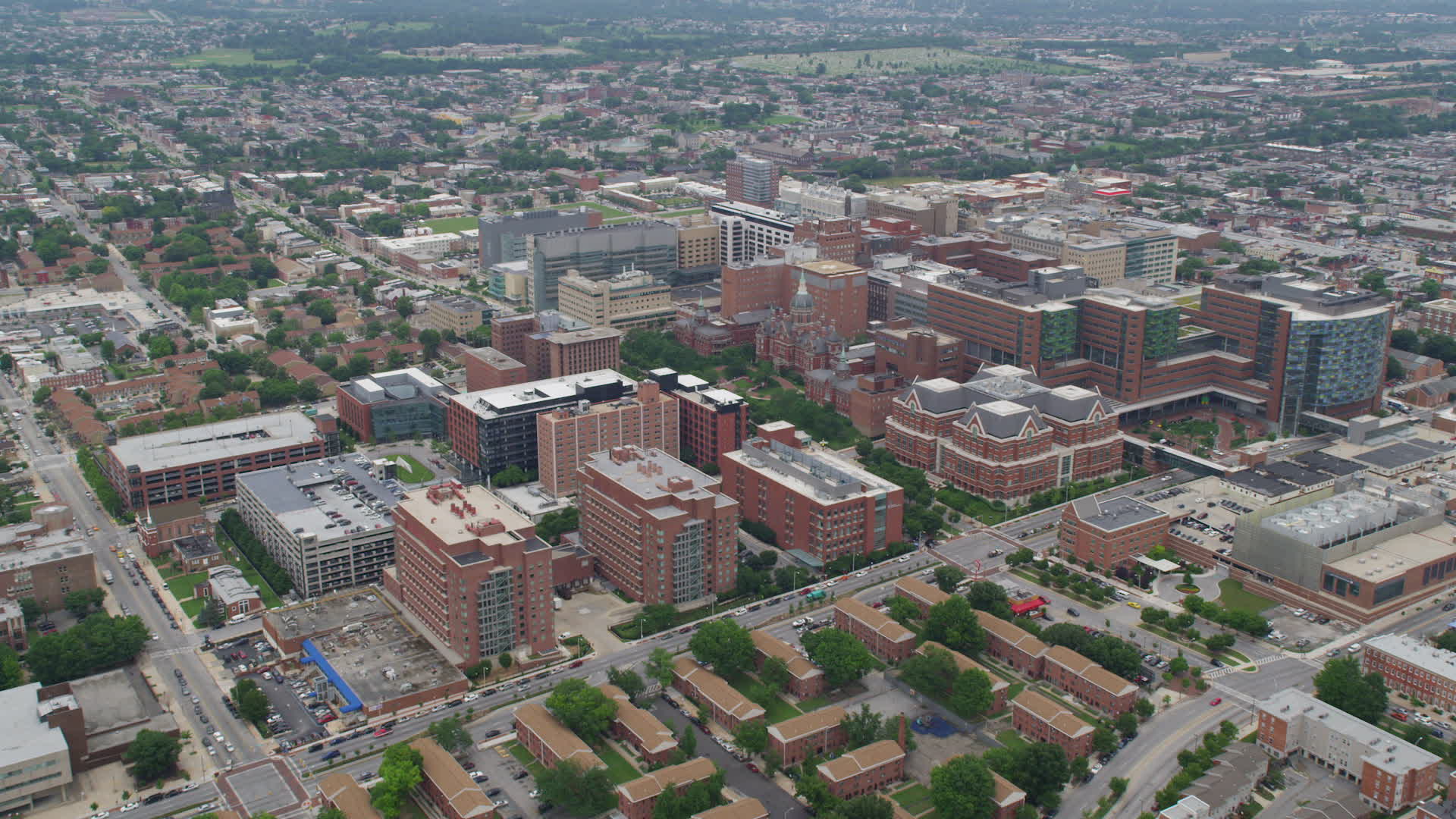 5K stock footage aerial video approaching Johns Hopkins ...