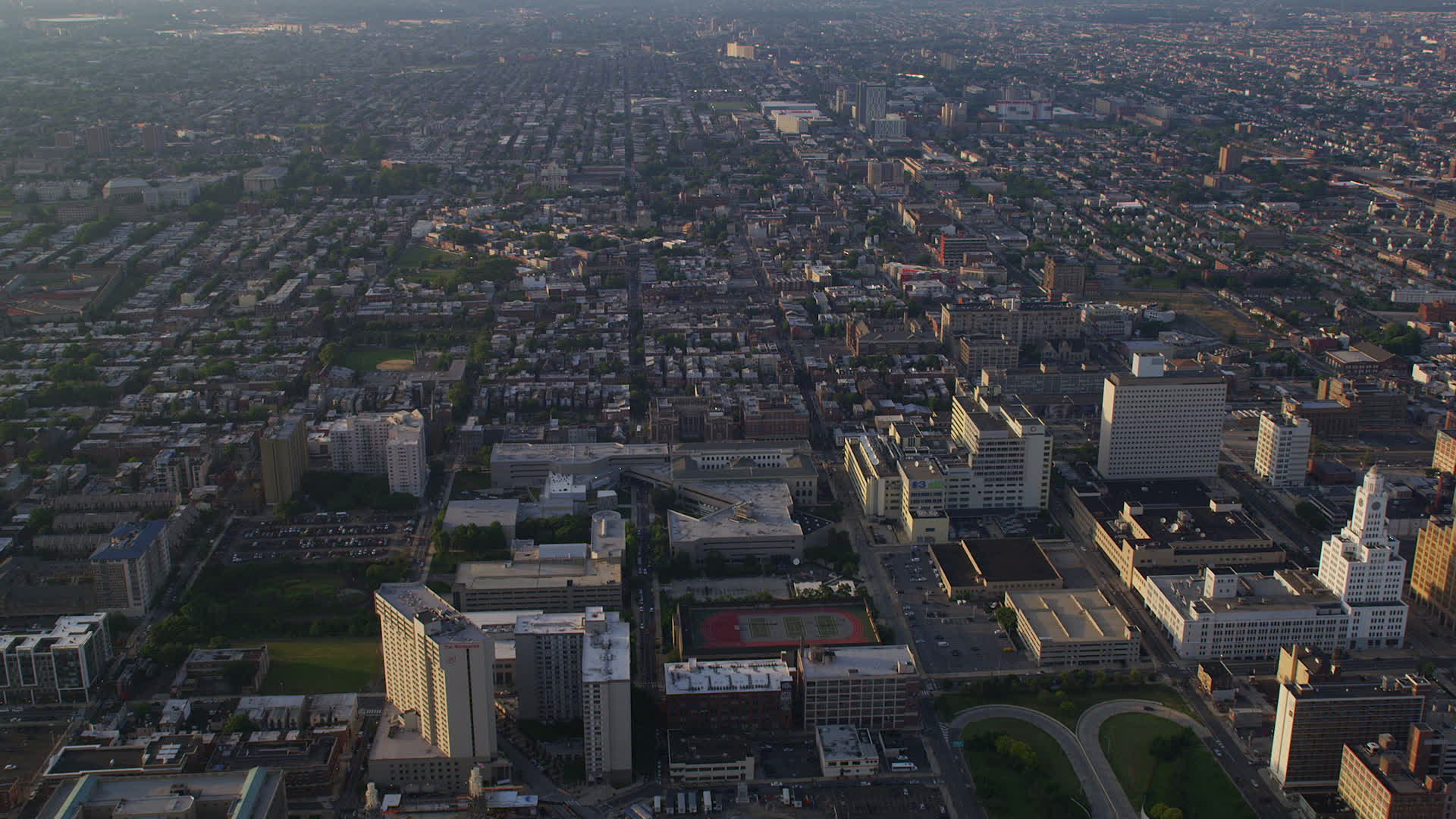 5K stock footage aerial video approaching North Philadelphia