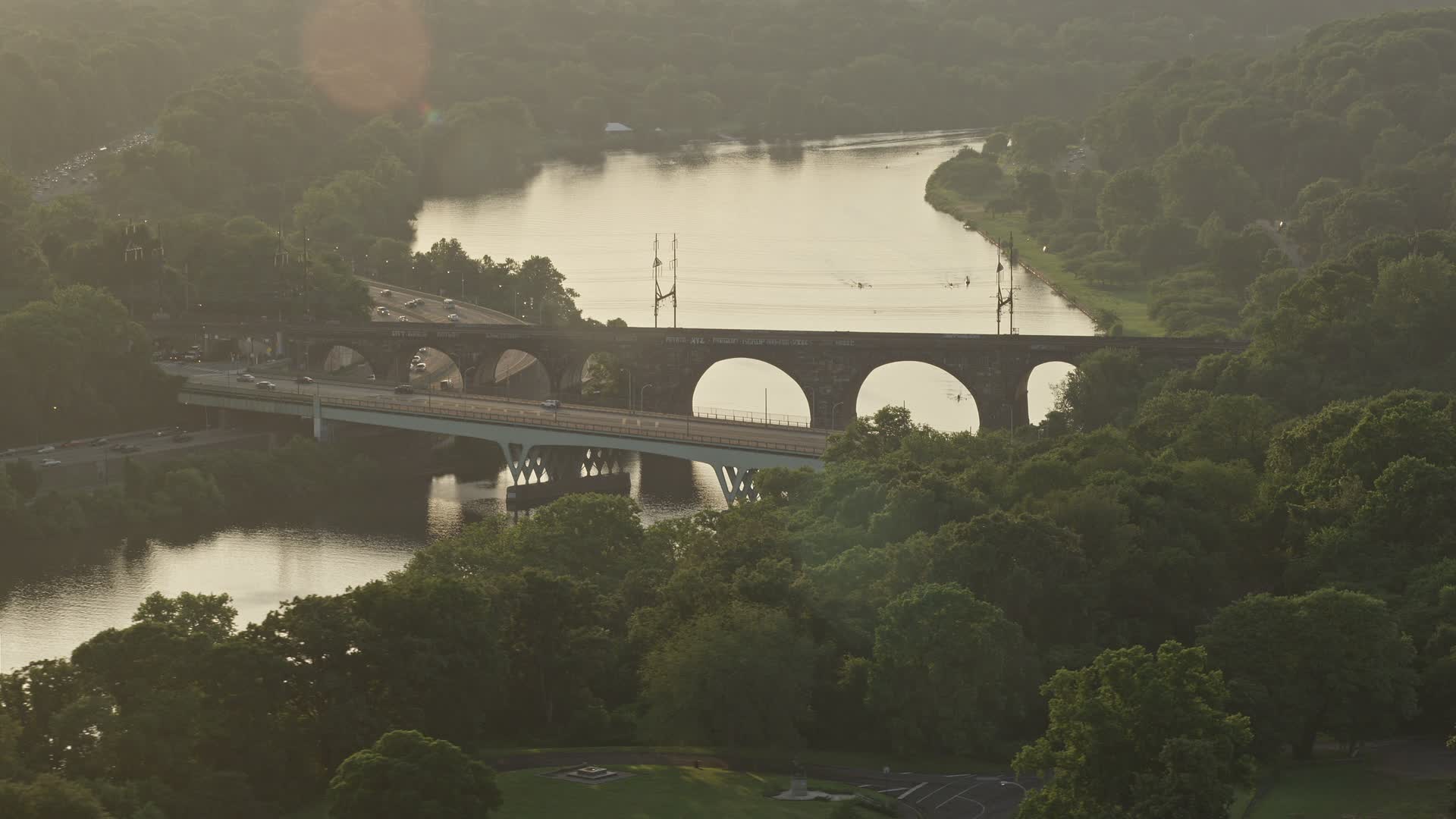 4.8K stock footage aerial video of Girard Bridge spanning the