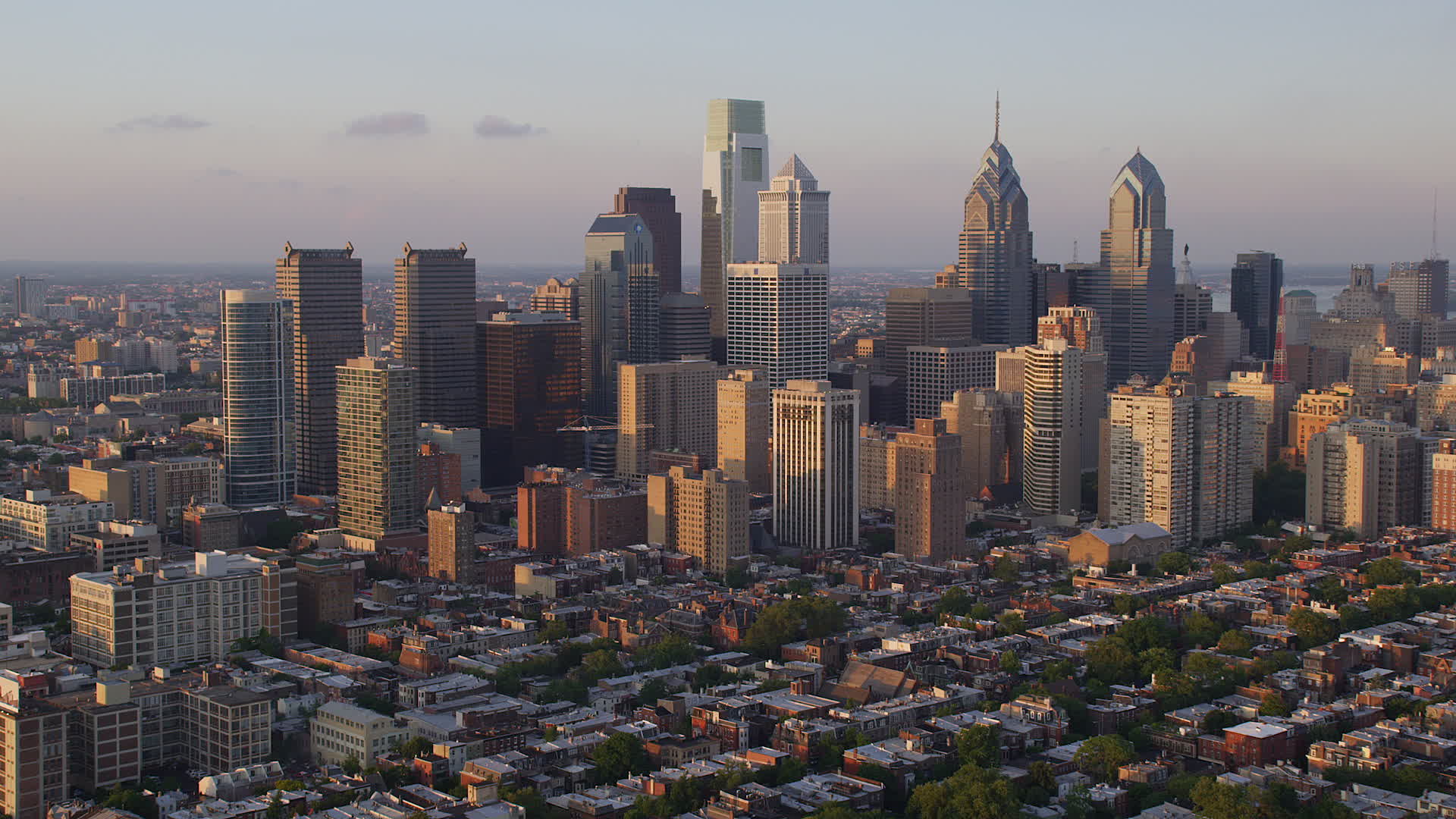 5K stock footage aerial video approaching and flying by Downtown