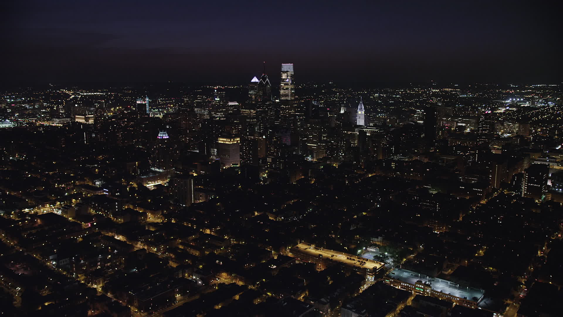 5K stock footage aerial video approaching Downtown Philadelphia