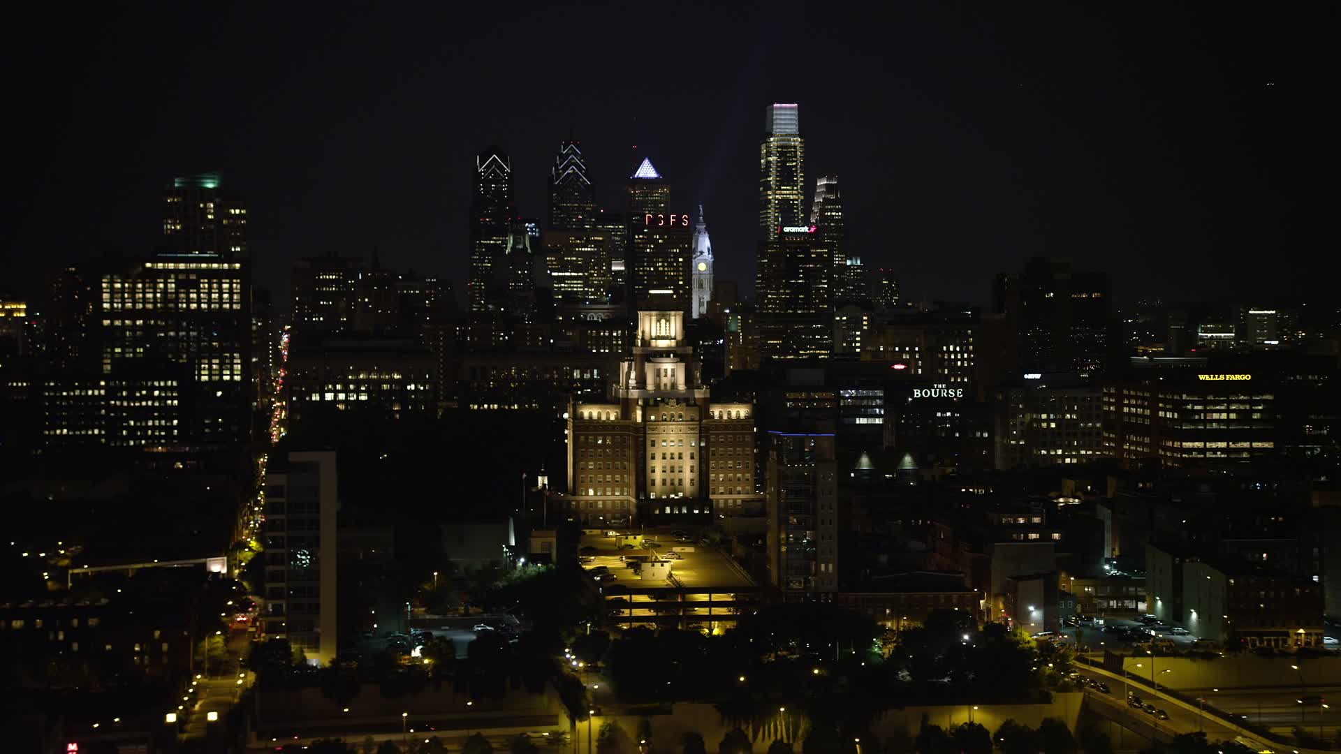 4.8K stock footage aerial video of the Downtown Philadelphia skyline