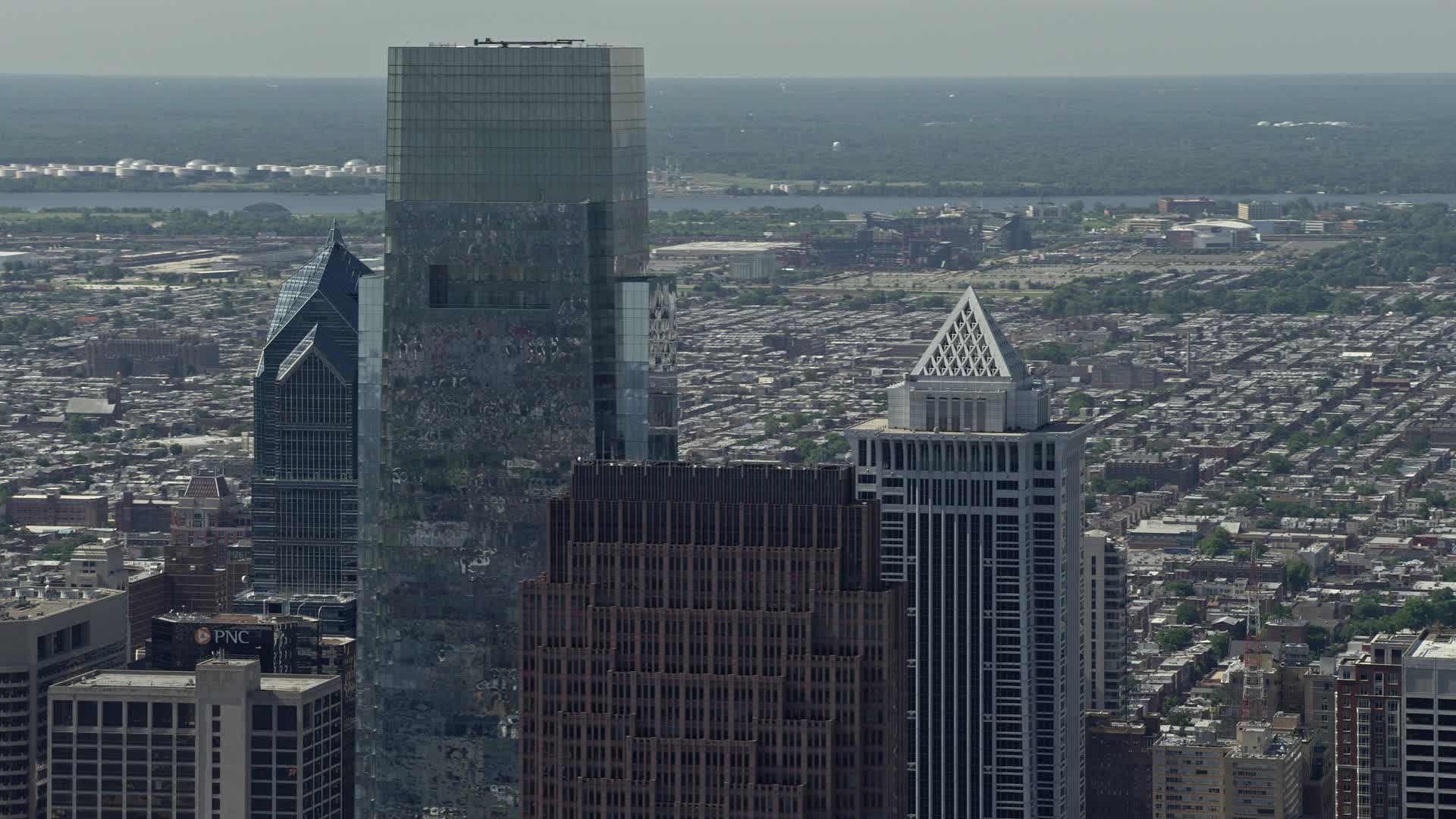 4.8K stock footage aerial video of rooftops of Downtown Philadelphia's