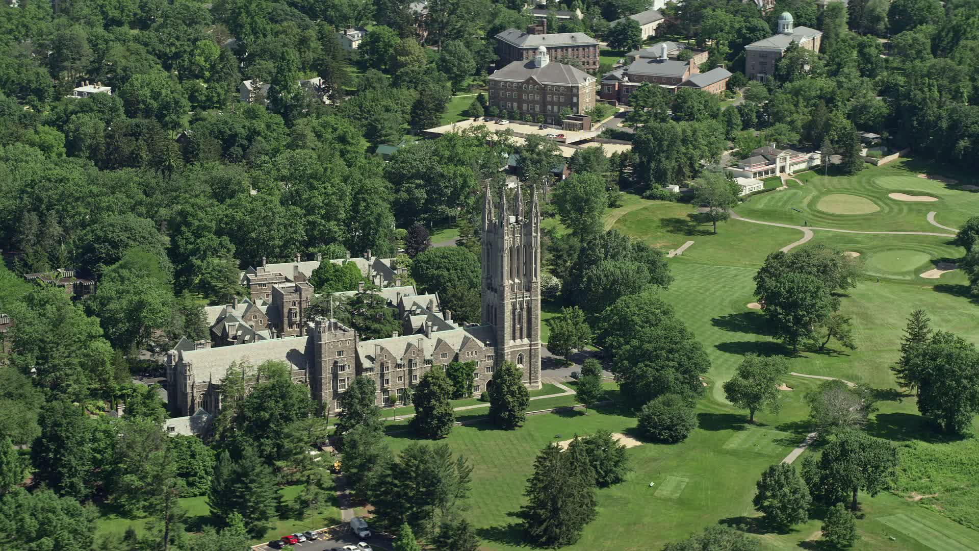 4.8K stock footage aerial video of Princeton Graduate College at ...