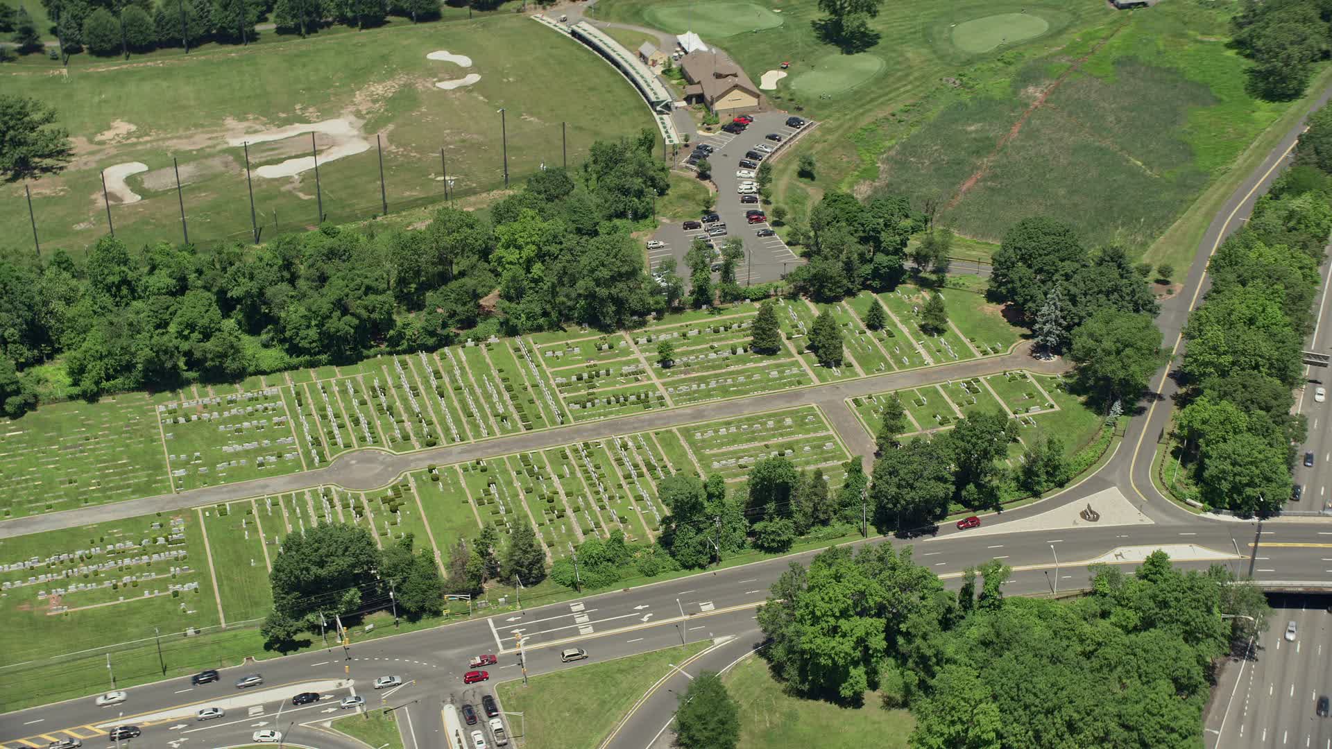5K stock footage aerial video of BethDavid Cemetery in Kenilworth, New