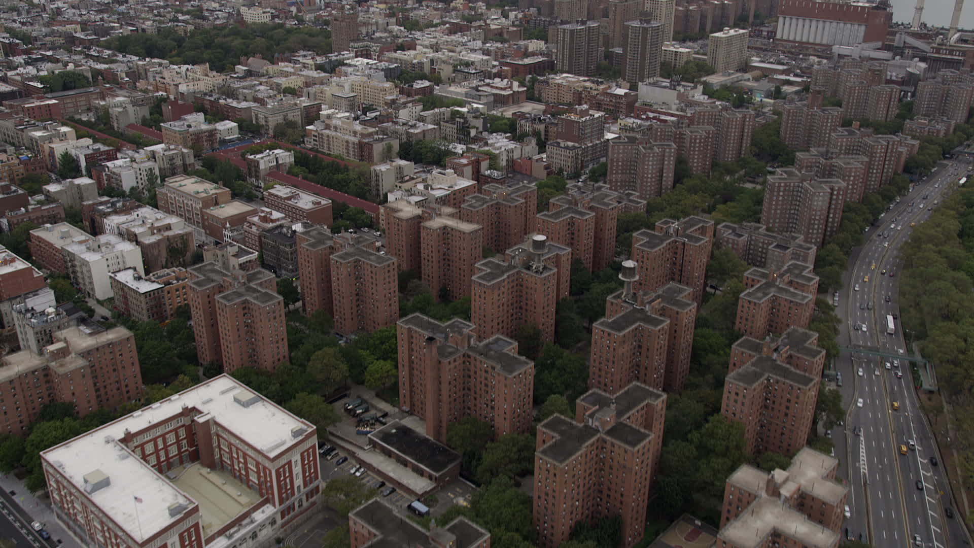 4K Aerial Video Fly over Lower East Side, Midtown Manhattan, Stuyvesant
