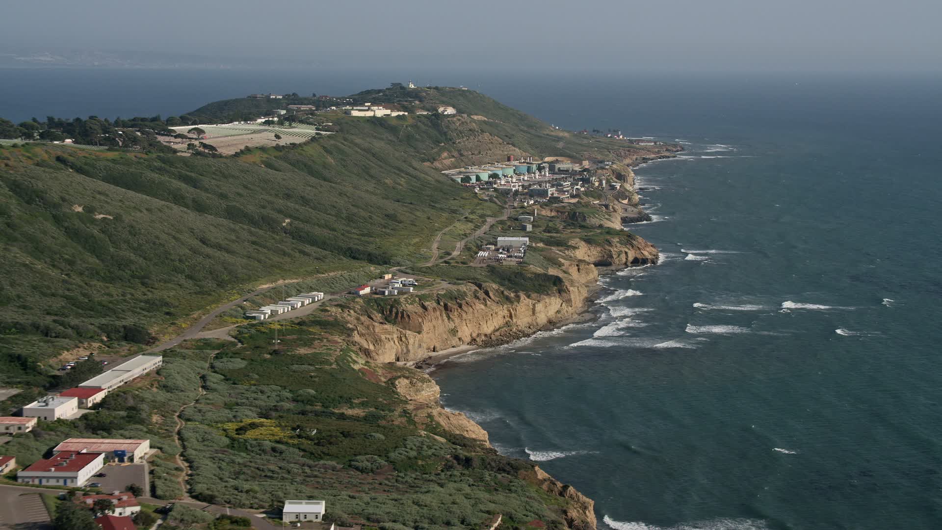 4K stock footage aerial video approach coastal cliffs and 4K stock footage aerial video approach coastal cliffs and