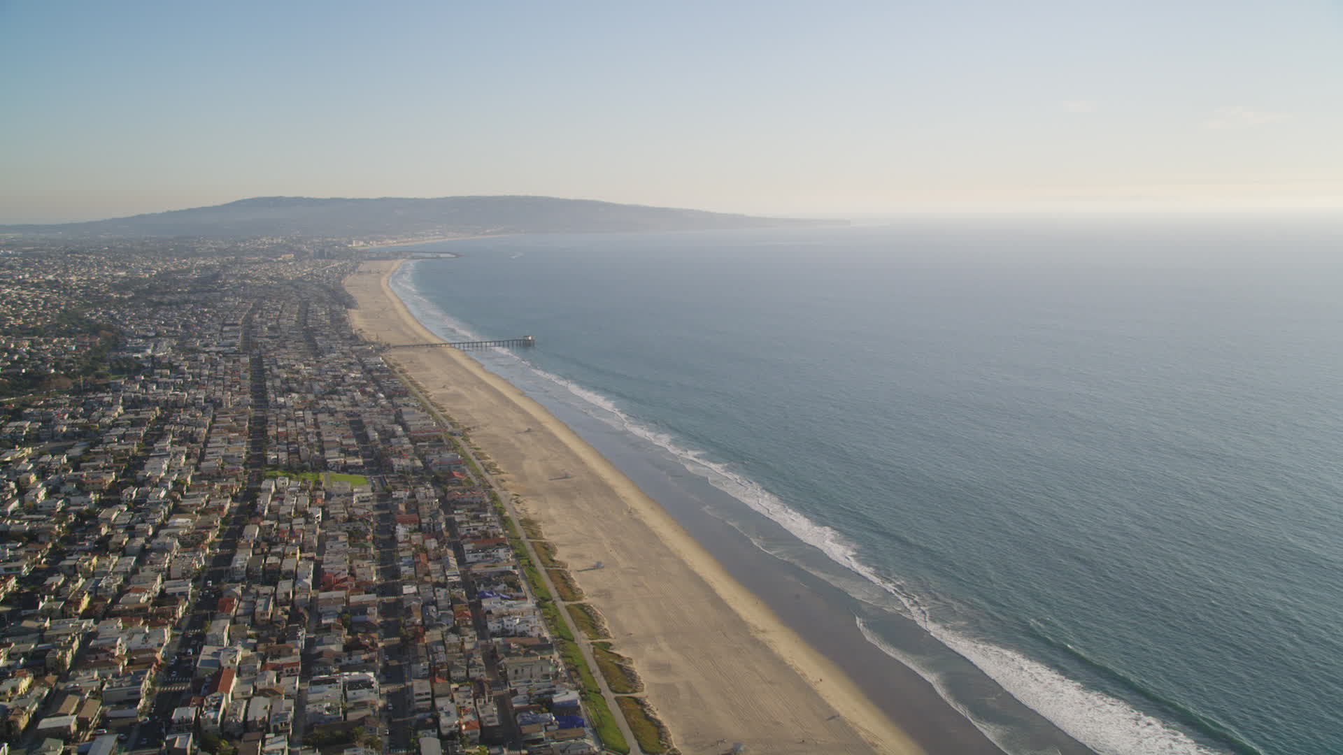 5K stock footage aerial video of beach and coastal community of