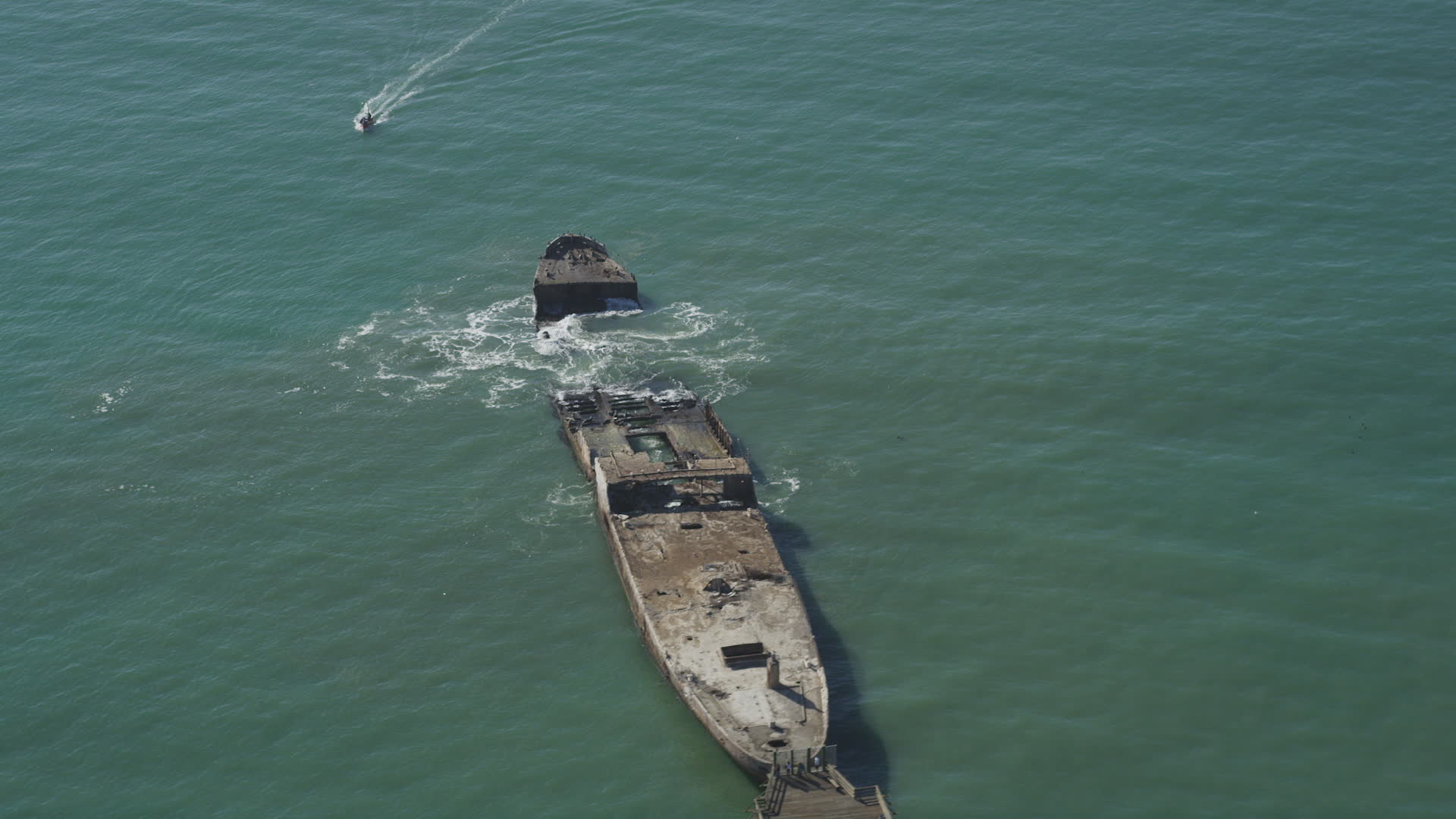 5K stock footage aerial video of SS Palo Alto shipwreck in Aptos