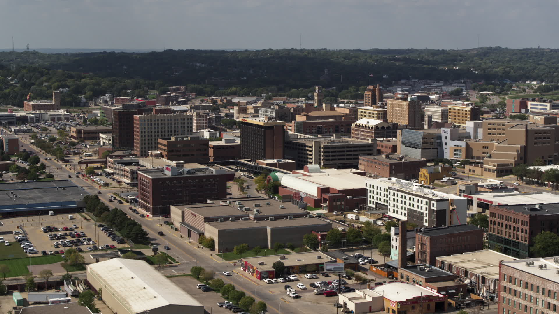 5 7K Stock Footage Aerial Video Flying By Office Buildings And The 