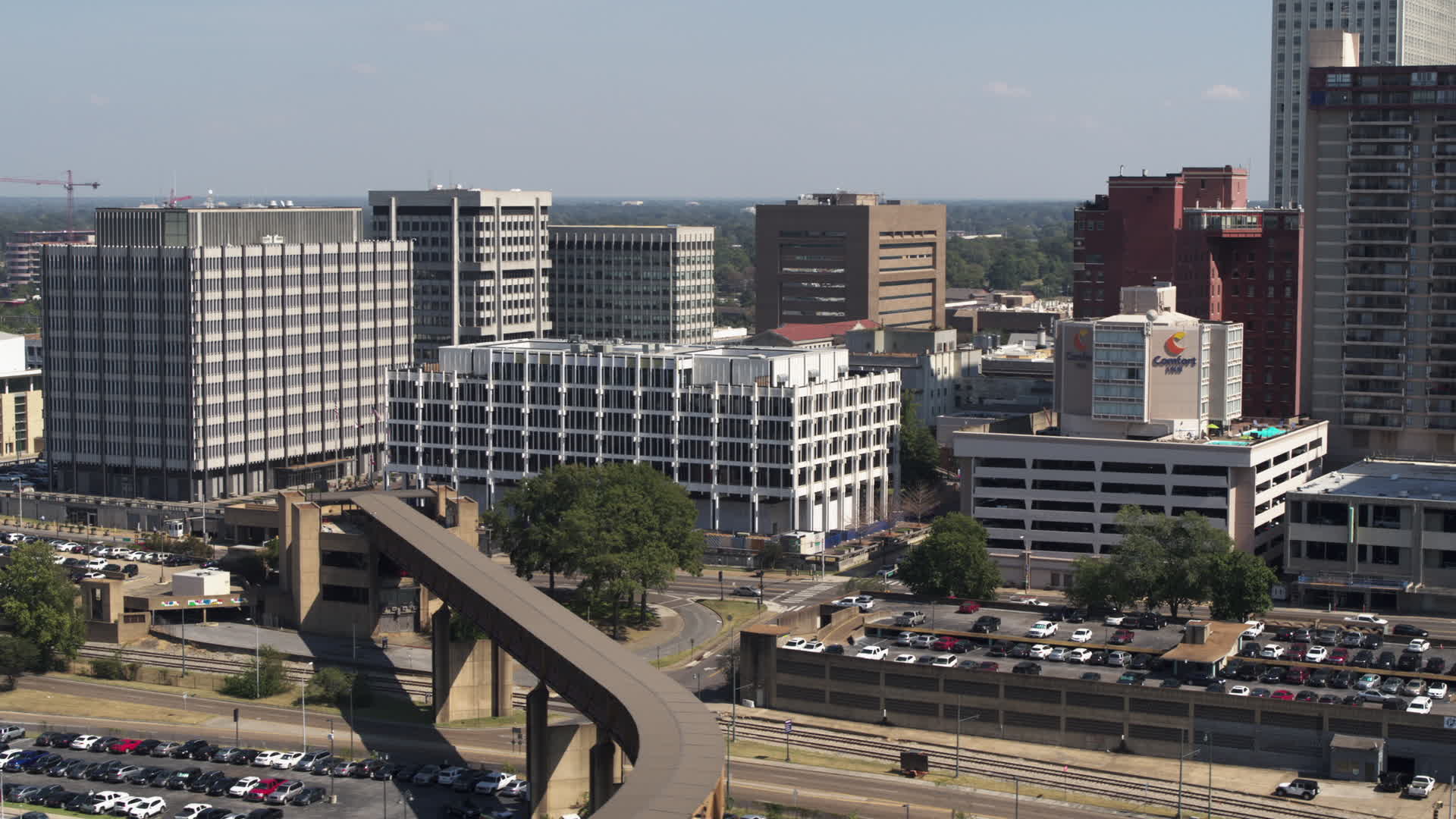 5.7K stock footage aerial video of an orbit of city hall in Downtown
